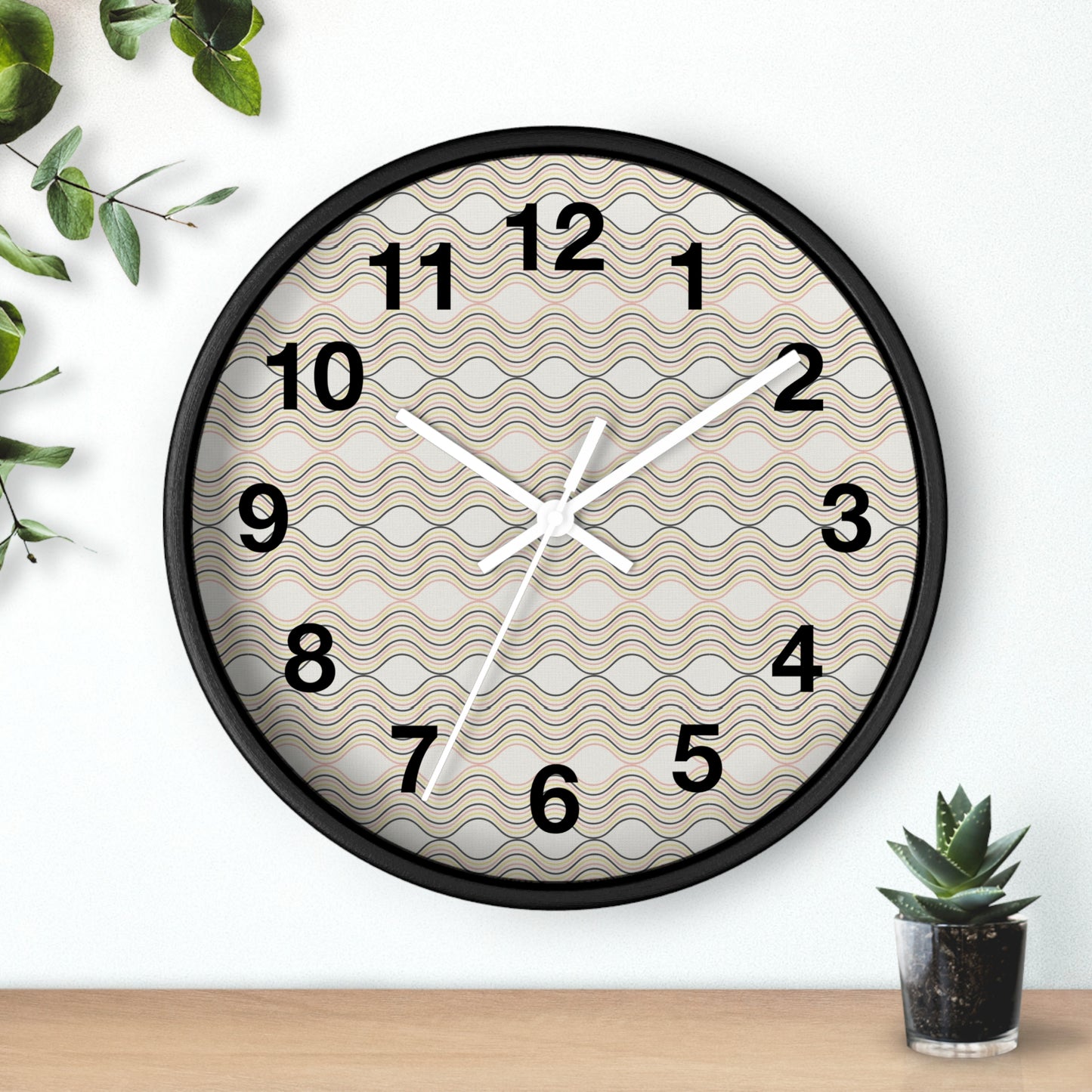 Modern Wave Pattern Wall Clock, Home Decor, Unique Gift, Coastal Vibes, Timepiece, Minimalist Design, Office Decor