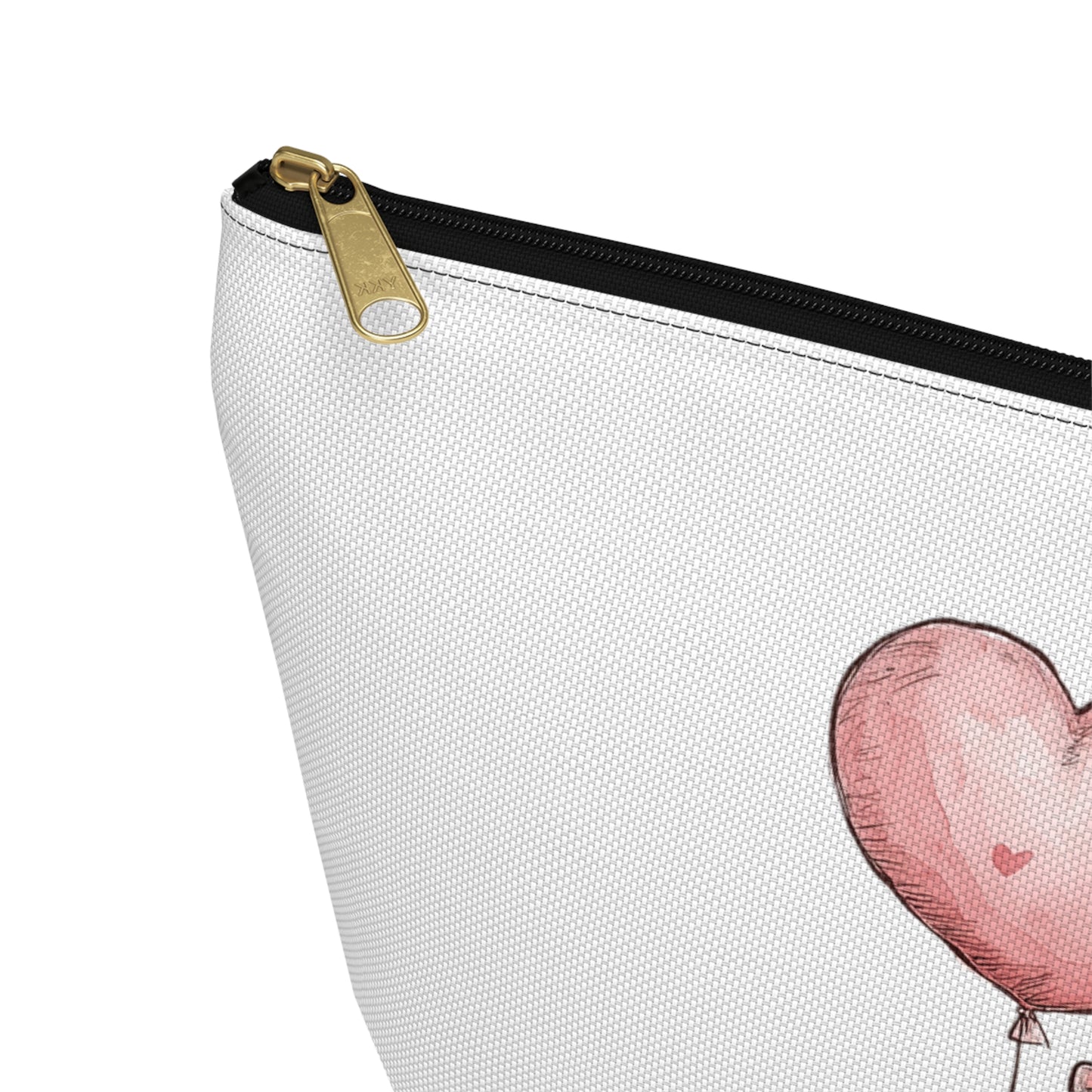Good Vibes Hippo Accessory Pouch, Cute Makeup Bag, Gift for Animal Lovers, Fun Travel Organizer, Heart Balloon Design