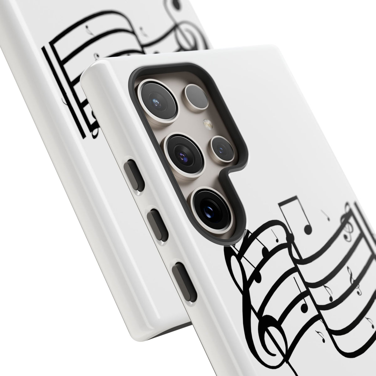 Musical Notes Phone Case — Black Treble Clef Music Staff Tough Case