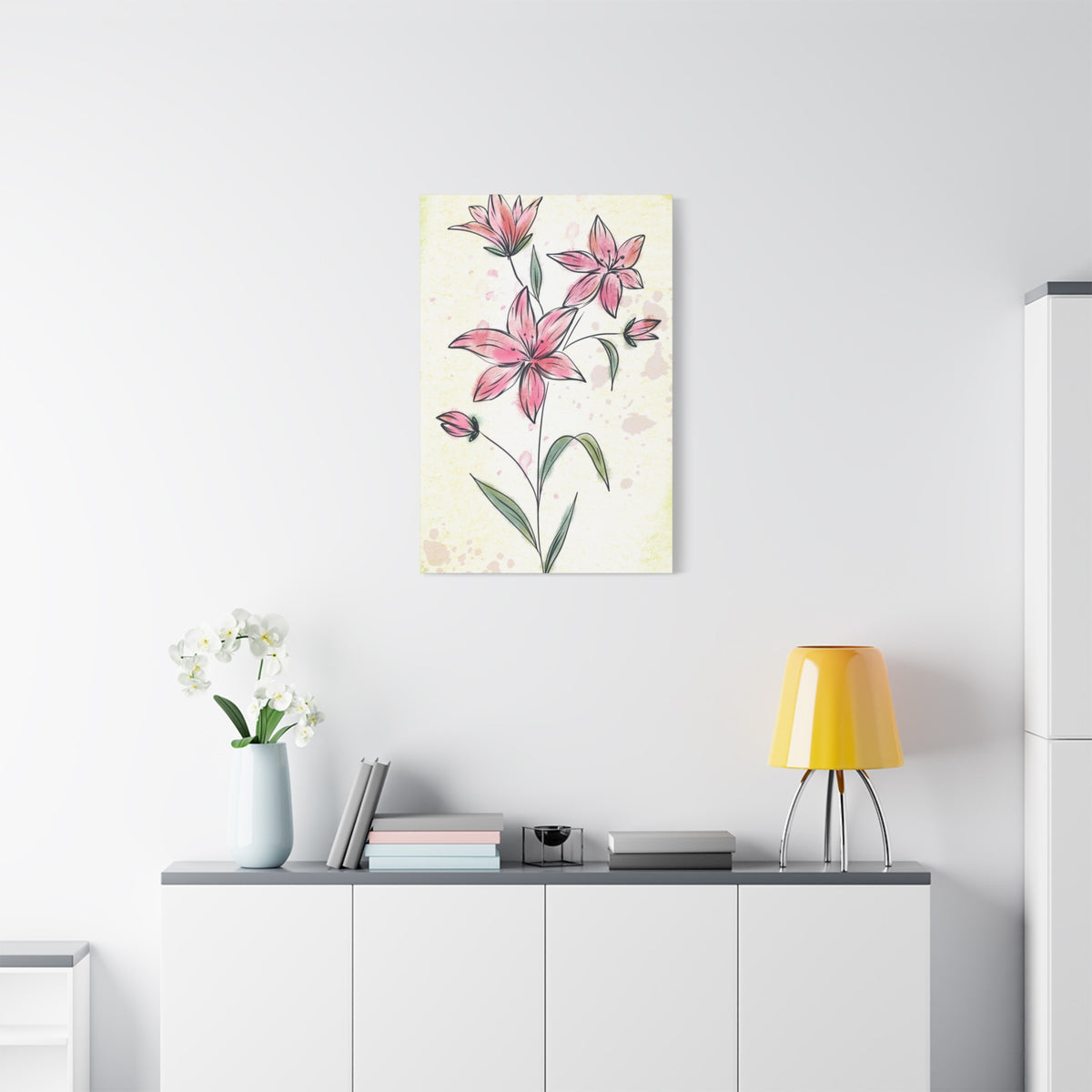 Matte Canvas, Stretched, 1.25" Tulips Pink Flowers
