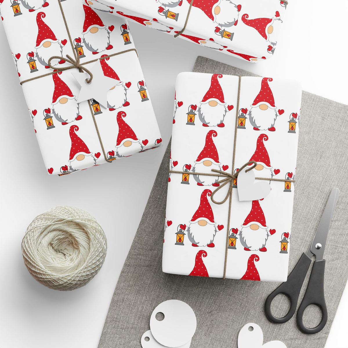 Christmas Gnome Wrapping Paper — Repeating Red Gnome Pattern for Holiday Gift Wrap