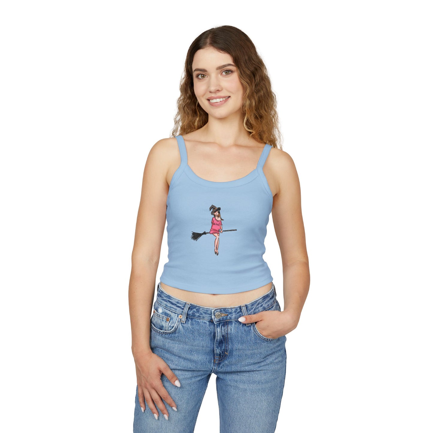 Witchy Spaghetti Strap Tank Top - Fun Summer Wear, Casual Party Top, Perfect for Halloween, Gifts for Friends, Everyday Fashion