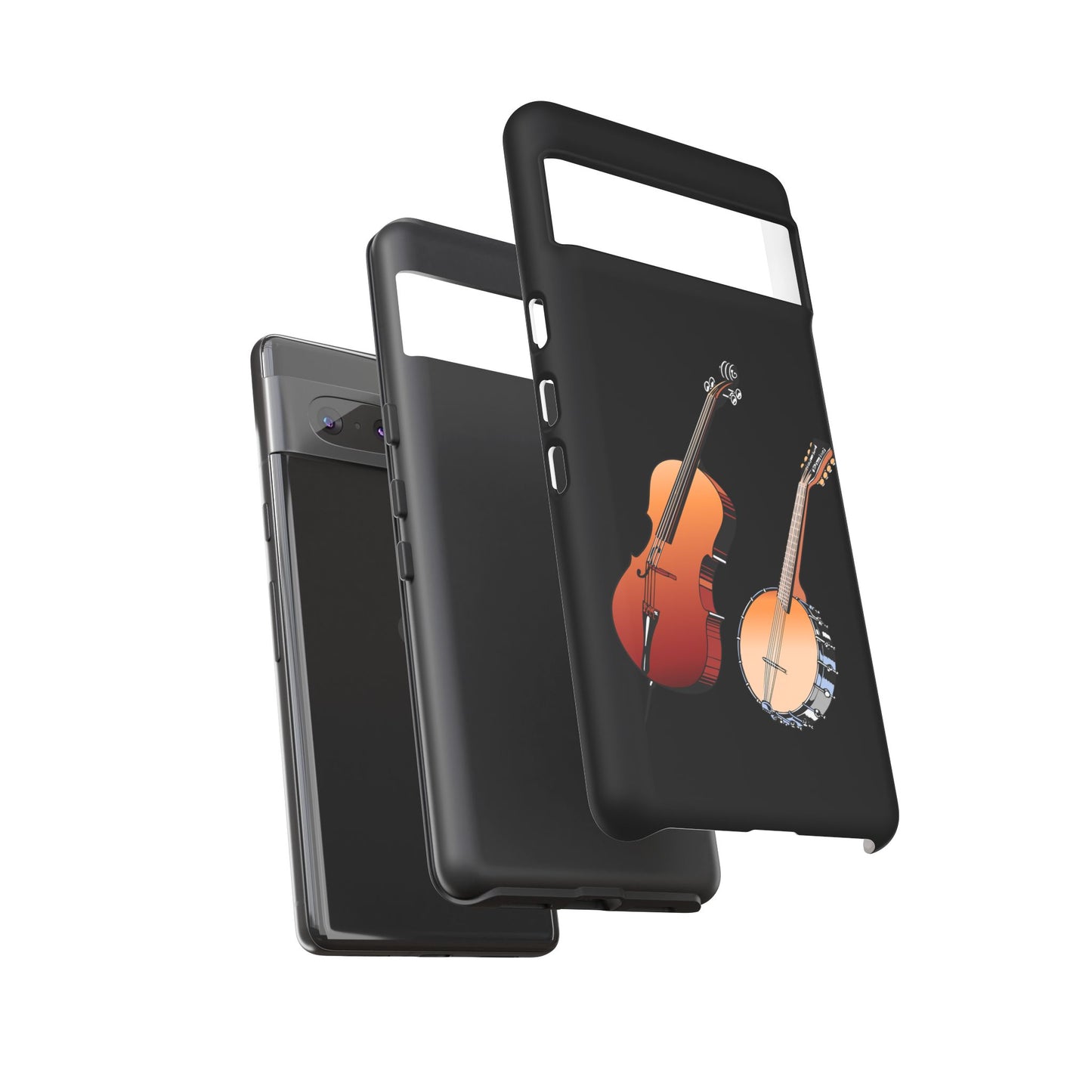 Musical Instrument Phone Case - Violin & Banjo Design, Music Lover Gift, Unique Phone Cover, Holiday Gift, Durable Tough Cases
