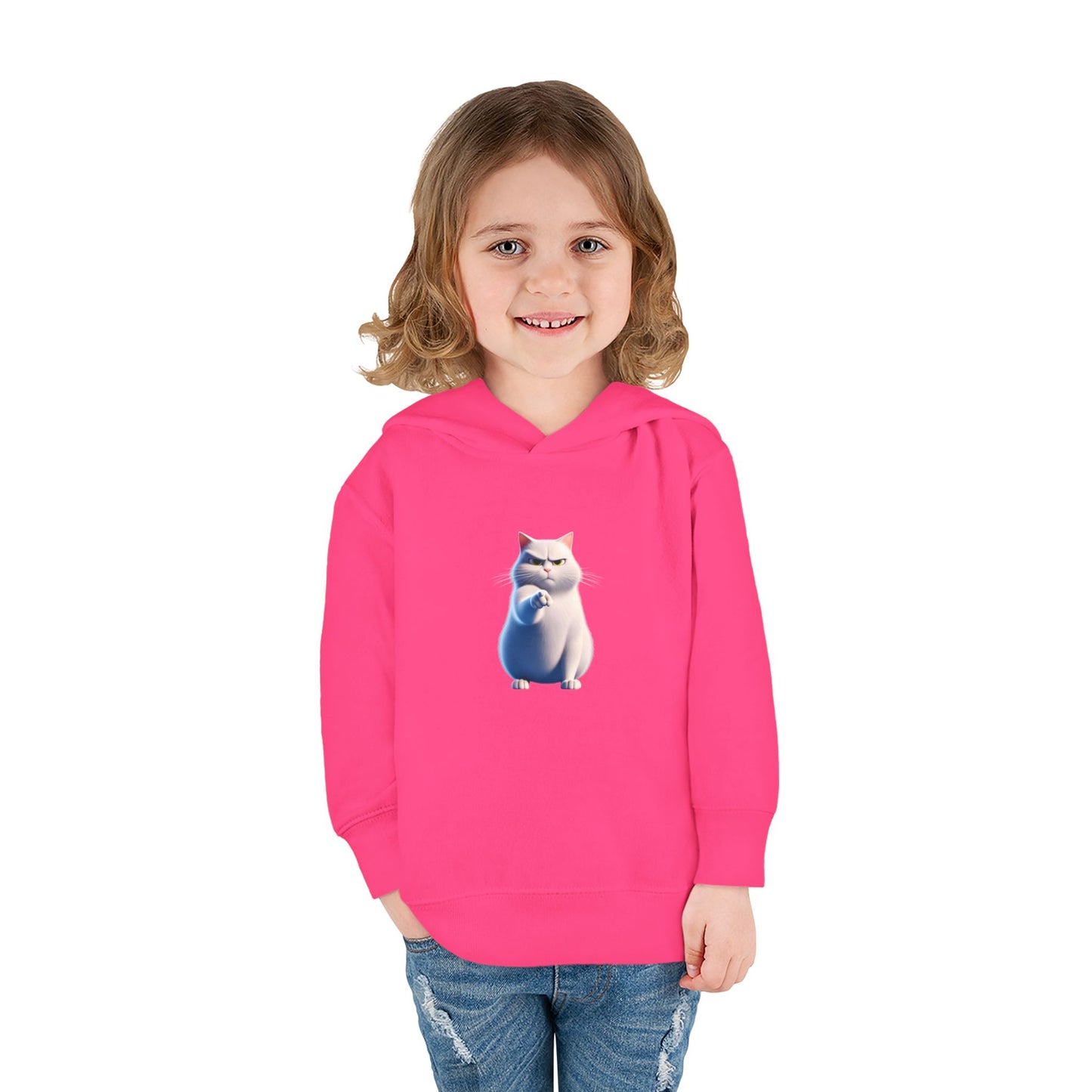 Cute Cat Toddler Hoodie, Fleece Pullover, Kids Sweatshirt, Birthday Gift, Animal Lover Apparel, Cozy Kids Clothing