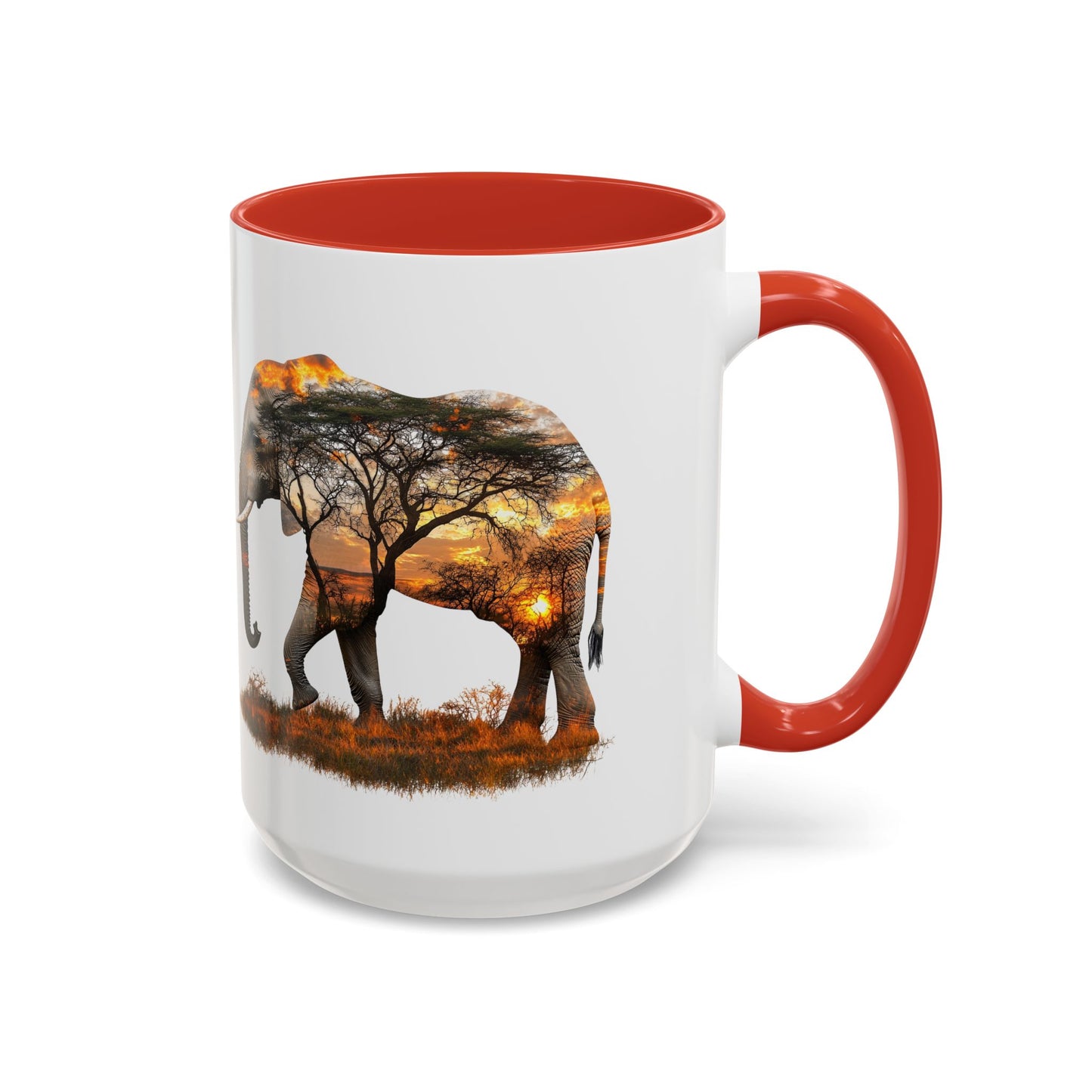 Elegant Elephant Accent Coffee Mug - Nature Lover Gift, Animal Lover Mug, Unique Home Decor, Wildlife Conservation, Travel Mug