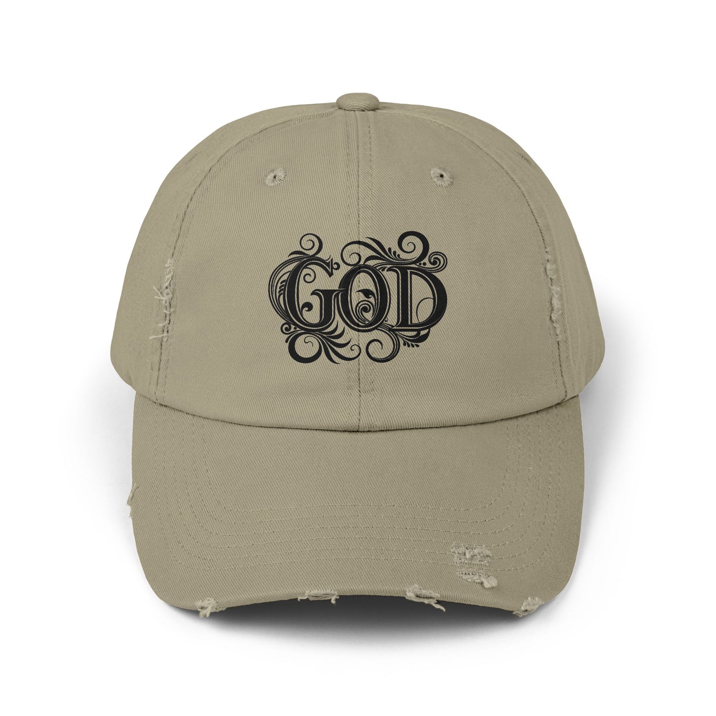 Distressed God Cap, Unisex Casual Hat, Trendy Vintage Cap, Faith Inspired Headwear, Gift for Religious Devotees