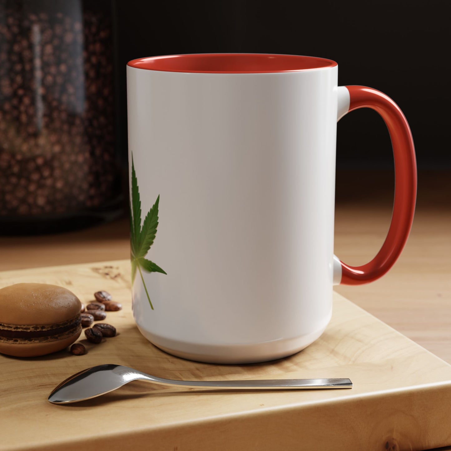 Marijuana Leaf Accent Coffee Mug | Cannabis Lover's Gift, Unique Coffee Cup, Pothead Mug, Stoner Gift Idea, Greenery Decor