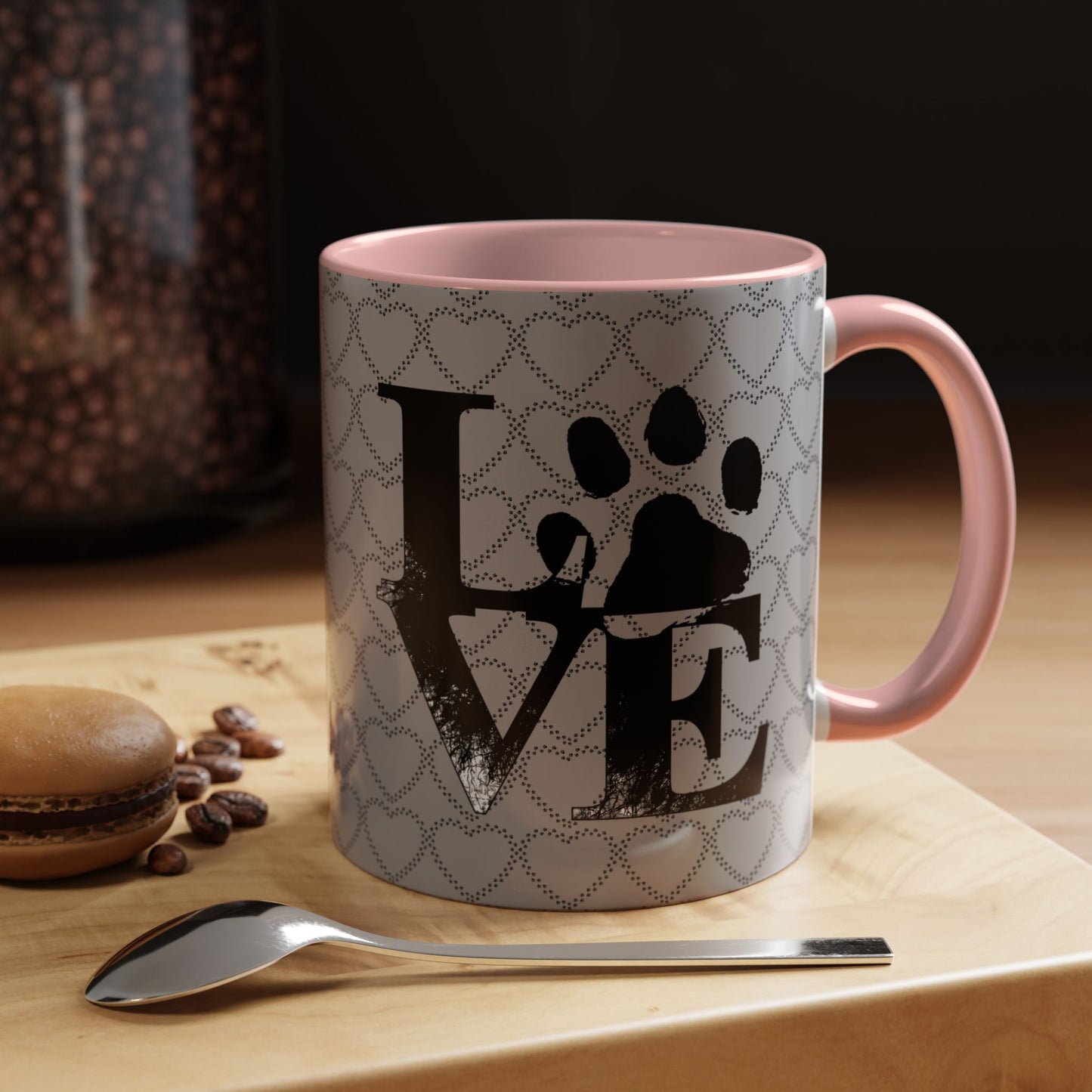 Chic Love Coffee Mug for Pet Lovers, Black Accent Mug, Valentine's Gift, Animal Lover Cup, Perfect for Hot Beverages