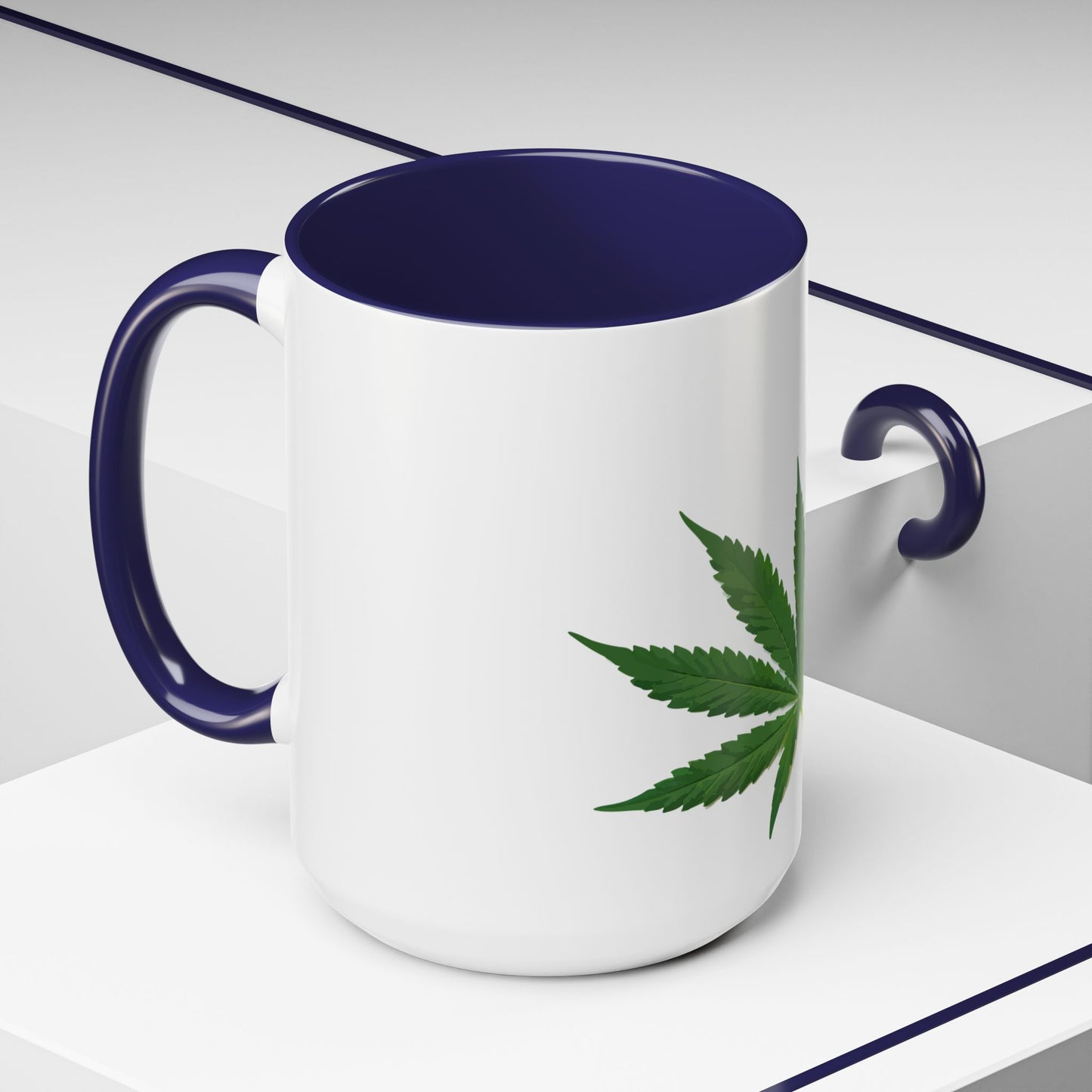 Marijuana Leaf Accent Coffee Mug | Cannabis Lover's Gift, Unique Coffee Cup, Pothead Mug, Stoner Gift Idea, Greenery Decor