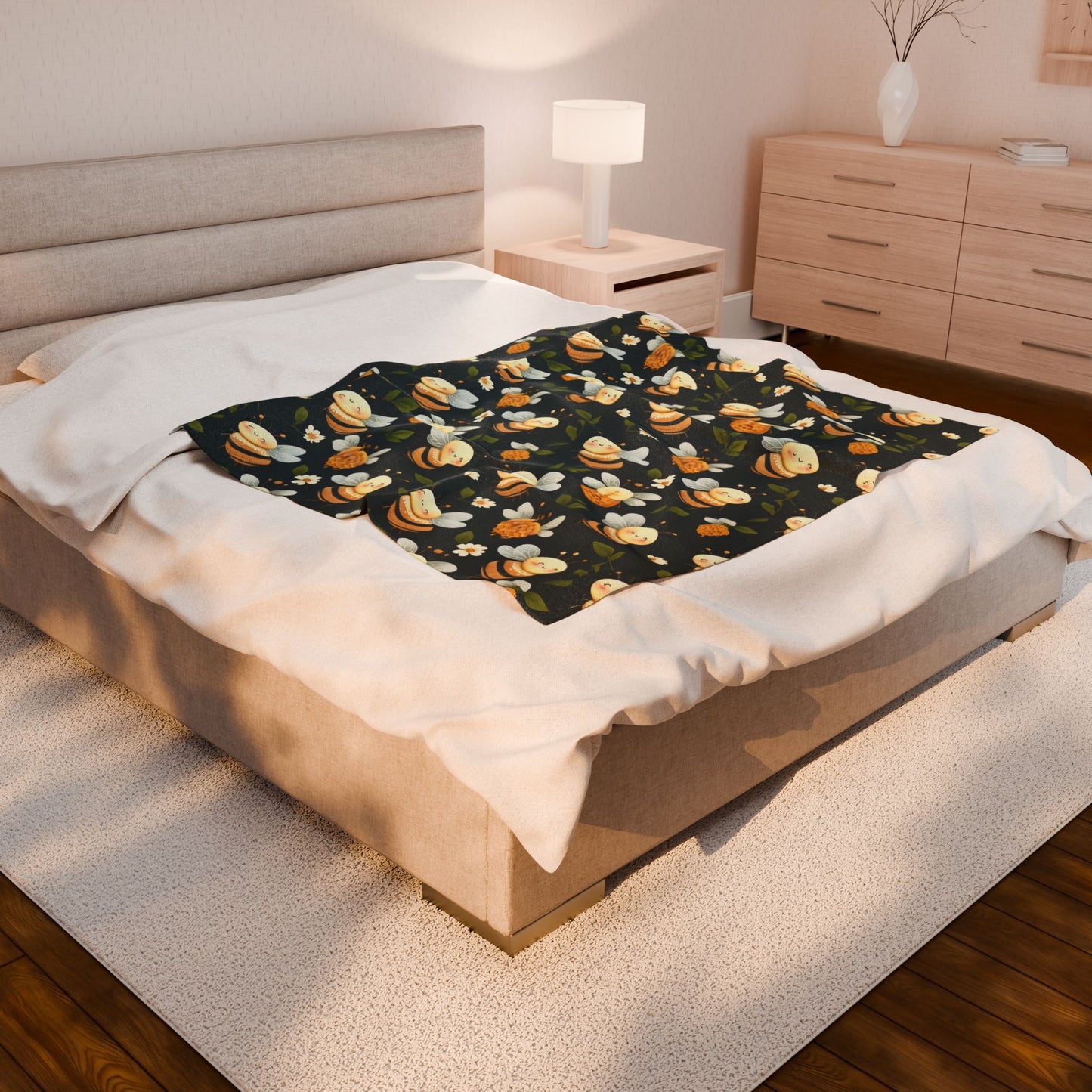 Cute Bee Plush Blanket for Cozy Nights, Bee Gifts, Nursery Decor