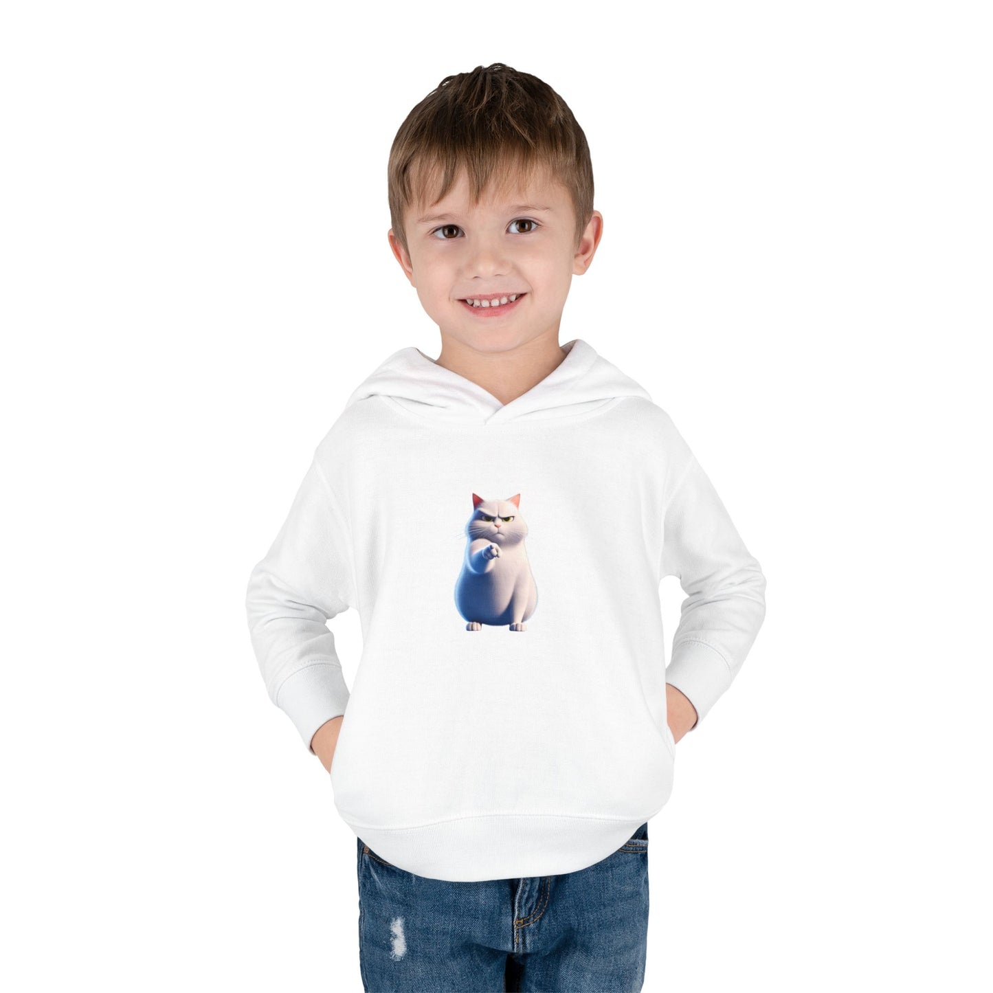 Cute Cat Toddler Hoodie, Fleece Pullover, Kids Sweatshirt, Birthday Gift, Animal Lover Apparel, Cozy Kids Clothing