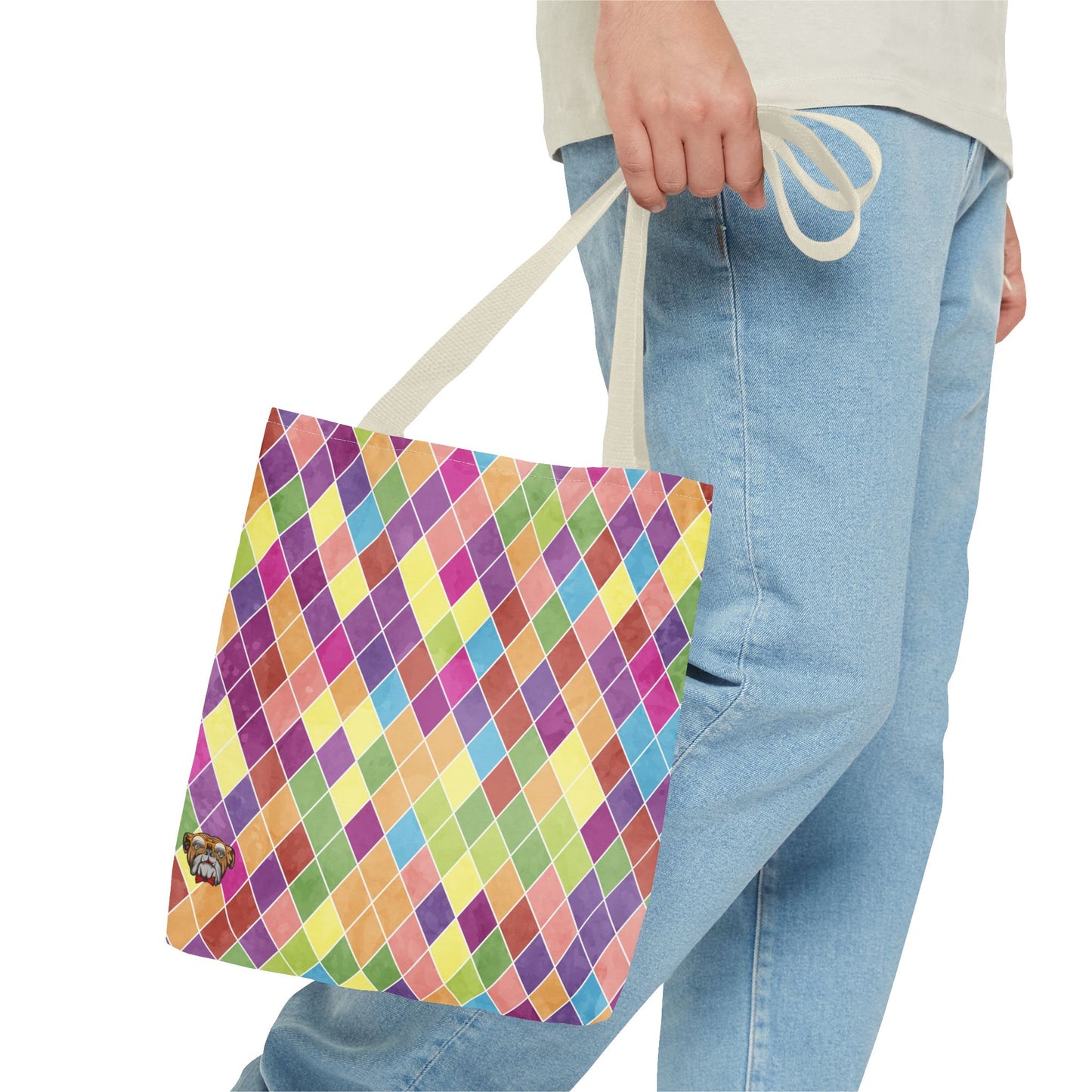 Colorful Geometric Tote Bag, Funky Shoulder Bag, Eco-Friendly Shopping Tote, Stylish Beach Bag, Art-Inspired Everyday Bag