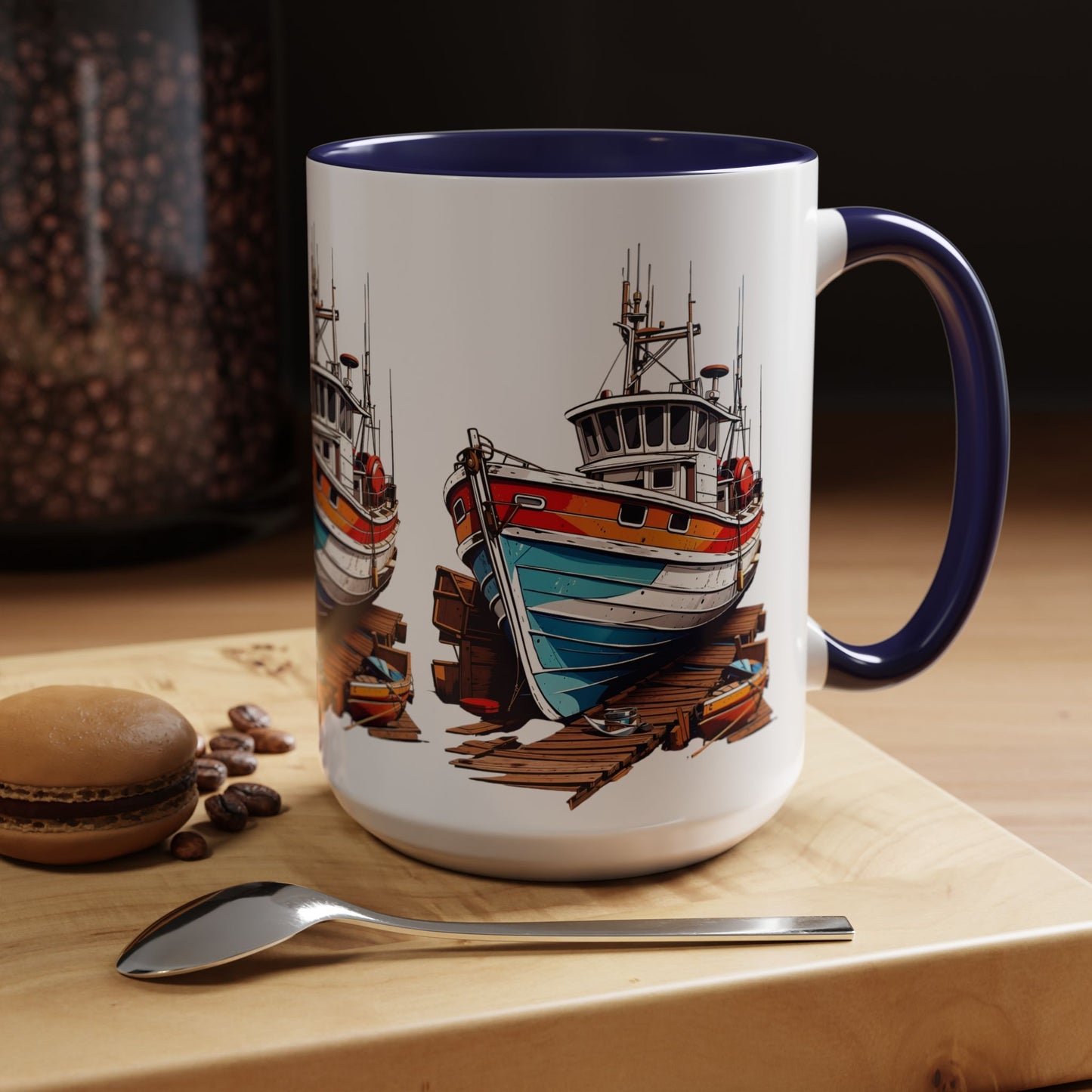Nautical Accent Coffee Mug | Perfect for Boat Lovers, Sailor Gifts, Coastal Decor, Unique Gift Idea, Custom Artwork Mug