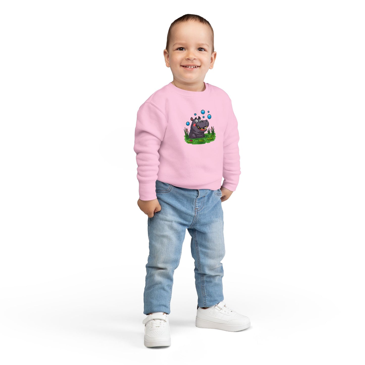 Toddler Hippo Sweatshirt, Cute Animal Apparel, Kids' Gift Idea, Birthday Present, Playful Toddler Clothes, Animal Lover Sweatshirt