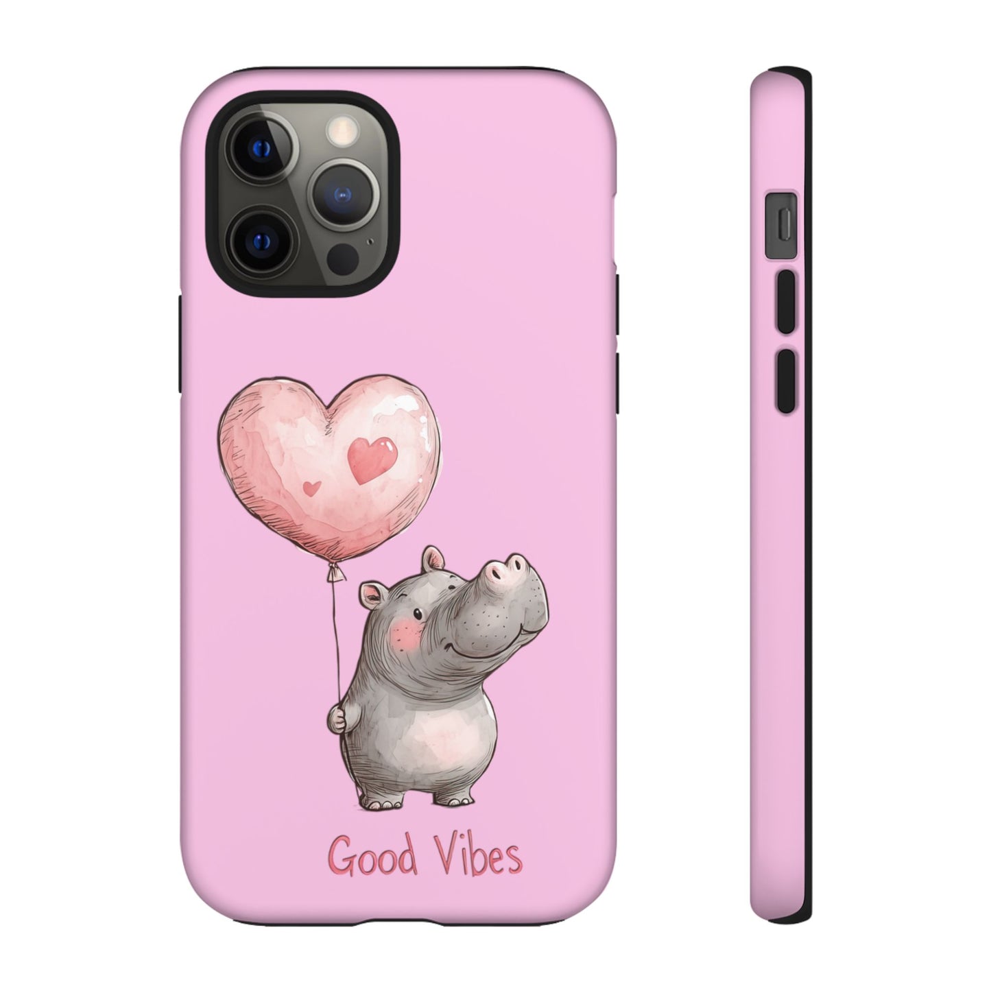 Cute Hippo Phone Case | Good Vibes, Gift for Friends, Cute Phone Accessories, Animal Lover Gift, Happy Phone Cover