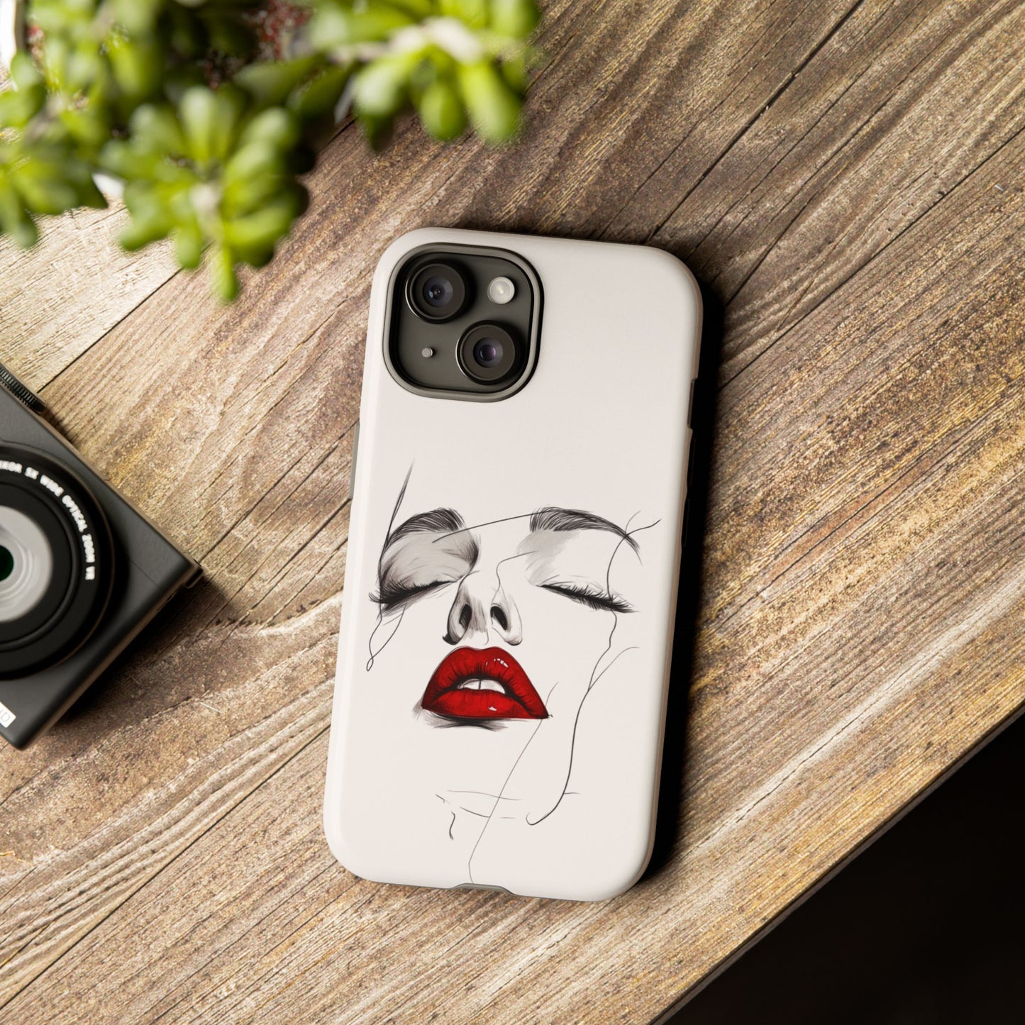 Stylish Phone Case with Artistic Lip Design, Femme Tech Accessory, Trendy Device Cover, Gift for Her, Unique Phone Accessories