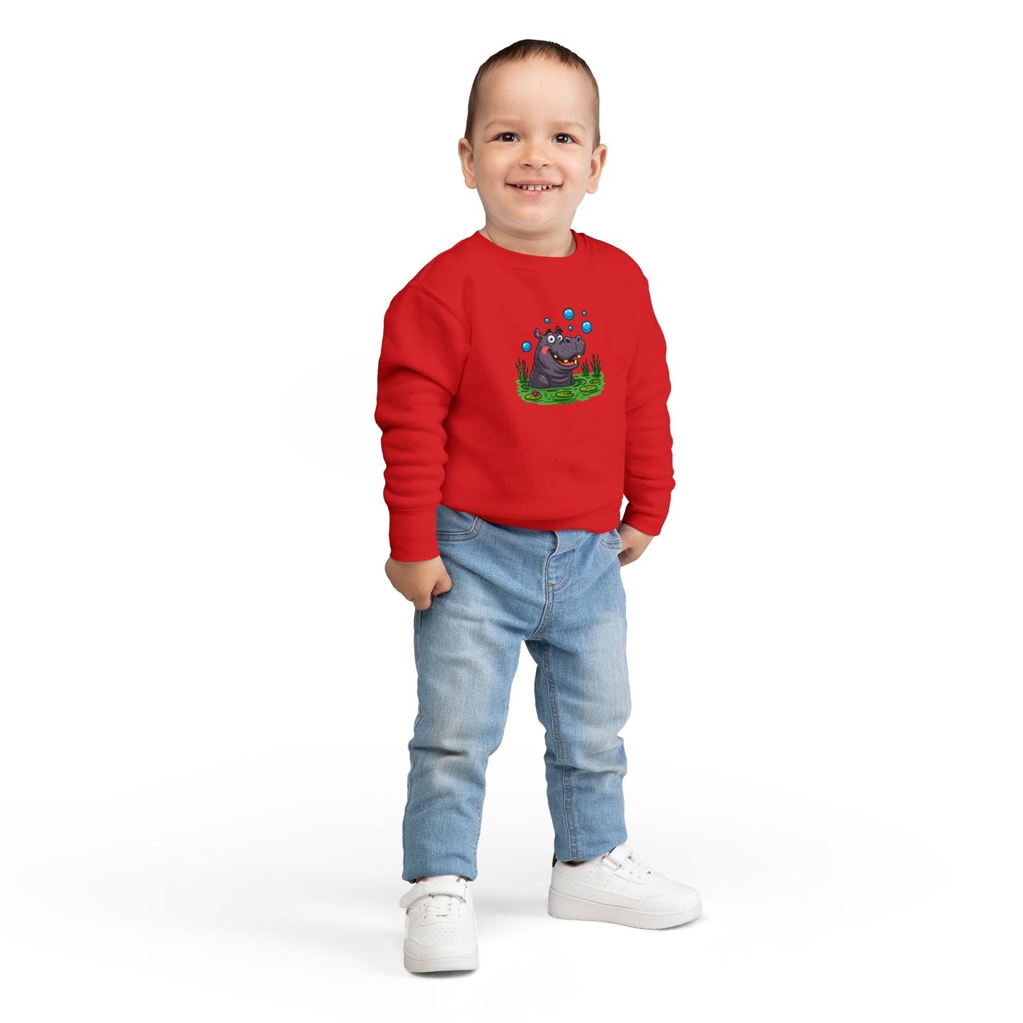 Toddler Hippo Sweatshirt, Cute Animal Apparel, Kids' Gift Idea, Birthday Present, Playful Toddler Clothes, Animal Lover Sweatshirt