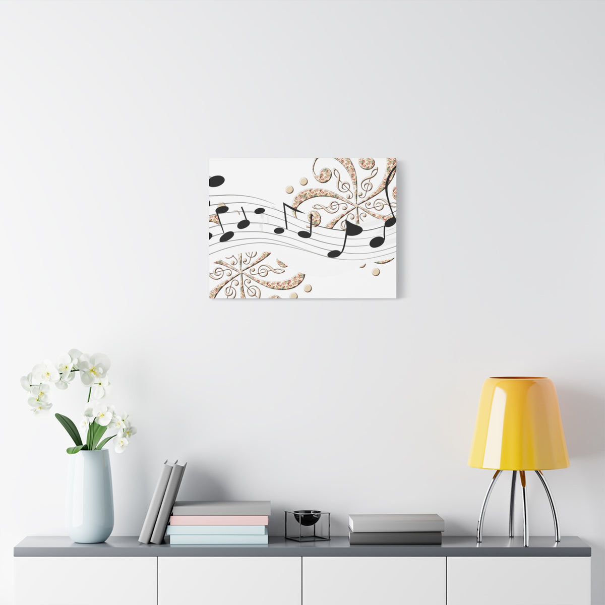 Musical Note Canvas Art, Floral Decor for Home, Music Lover Gift, Wall Art for Musicians, Unique Gift Idea