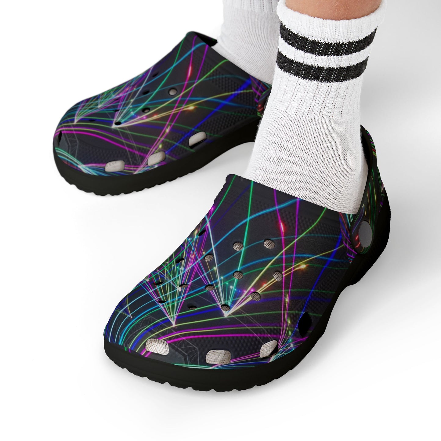 Vibrant Kid's EVA Foam Clogs, Colorful Slip-On Shoes for Fun Adventures, Neon Light Design, Ideal for Summer, Festivals, and Everyday Play