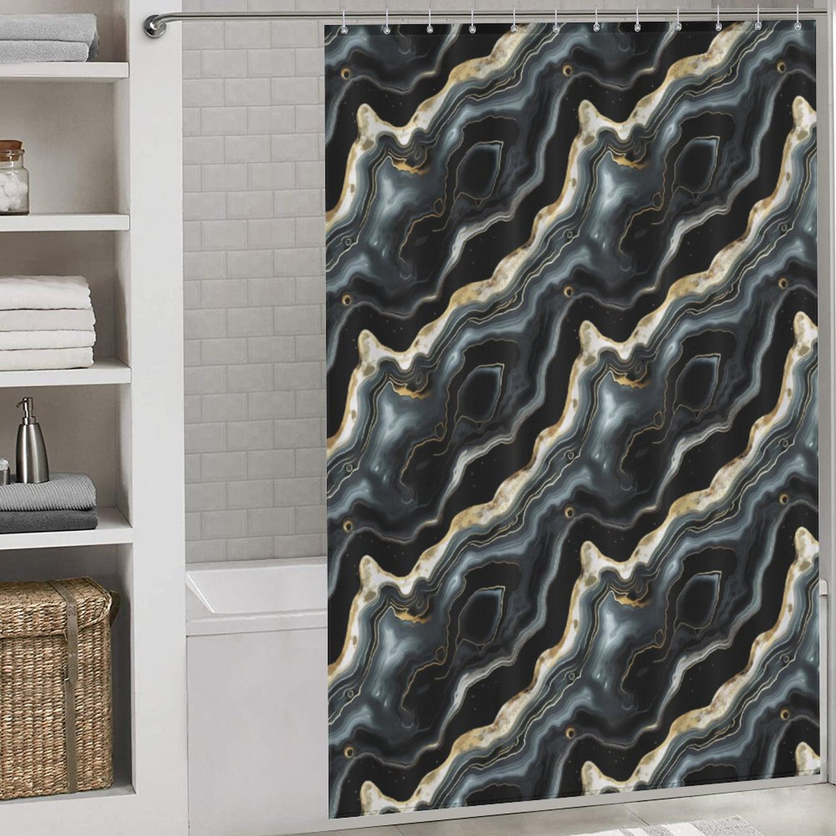 Black Marble Shower Curtain
