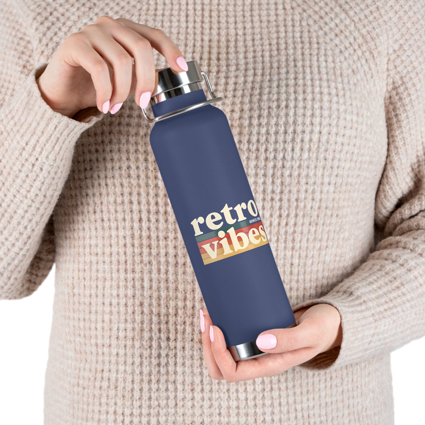 Retro Vibes Insulated Water Bottle, 22oz - Trendy Travel Flask, Stylish Hydration Gift for Fitness Lovers, Eco-Friendly Beverage Container