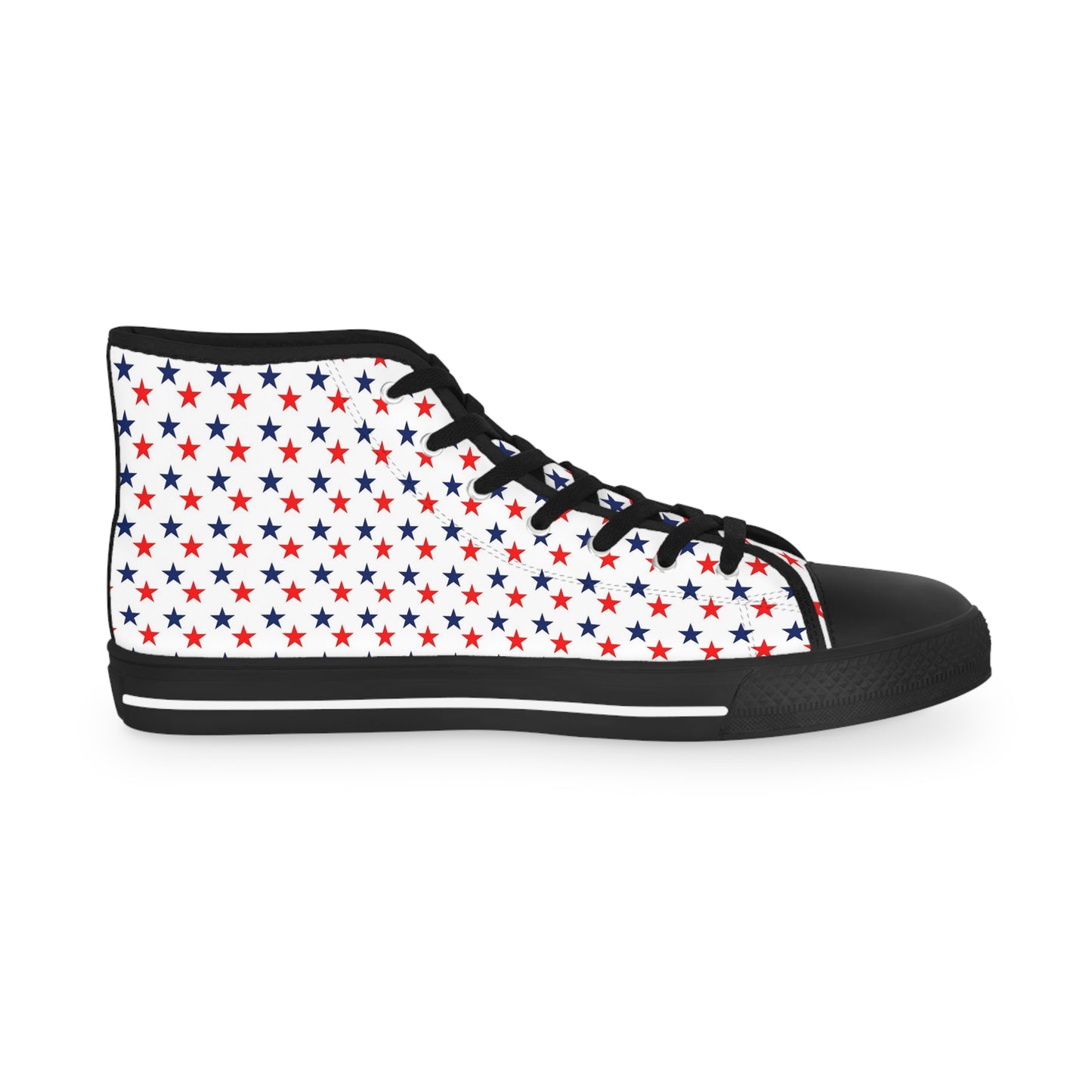 Patriotic Star-Printed High Top Sneakers for Men, Trendy Canvas Sneakers, Casual Footwear, Summer Style, 4th of July Shoes, Gift for Him