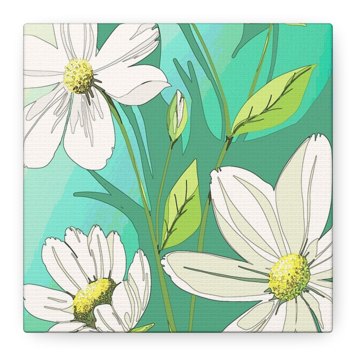 Matte Canvas, Stretched, 1.25" White Flowers