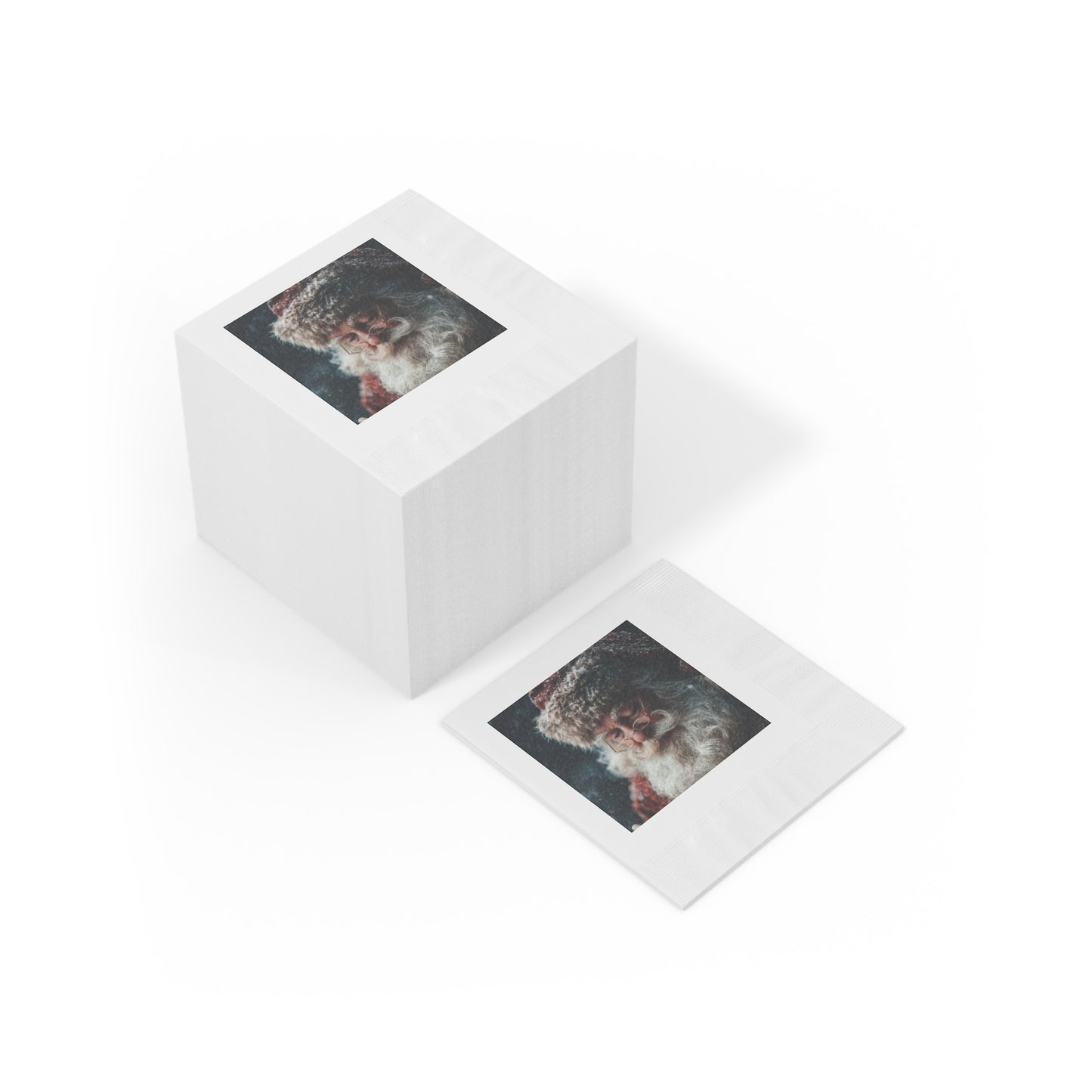 White Coined Napkins- Santa