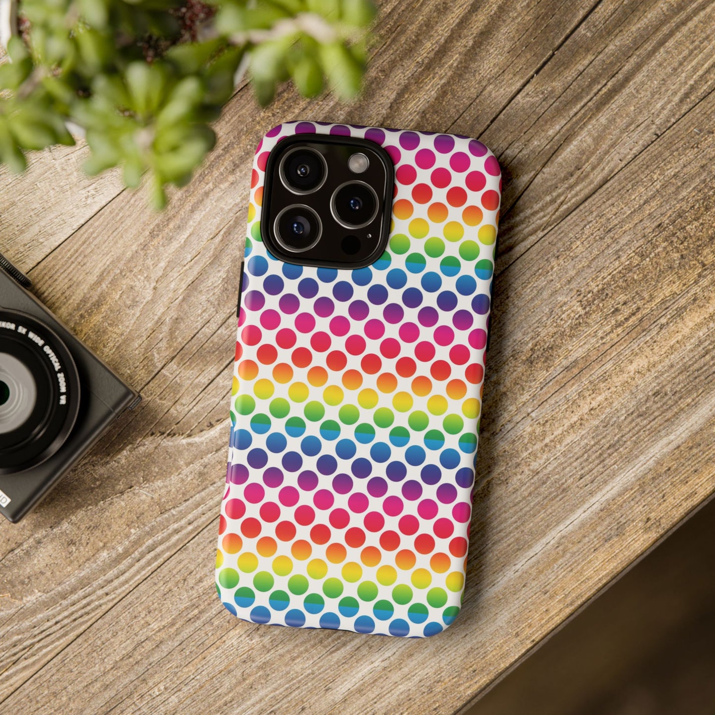 Rainbow Dot Phone Case, Colorful Phone Cover, Fun Phone Accessory, Gift for Friends, Trendy Mobile Case