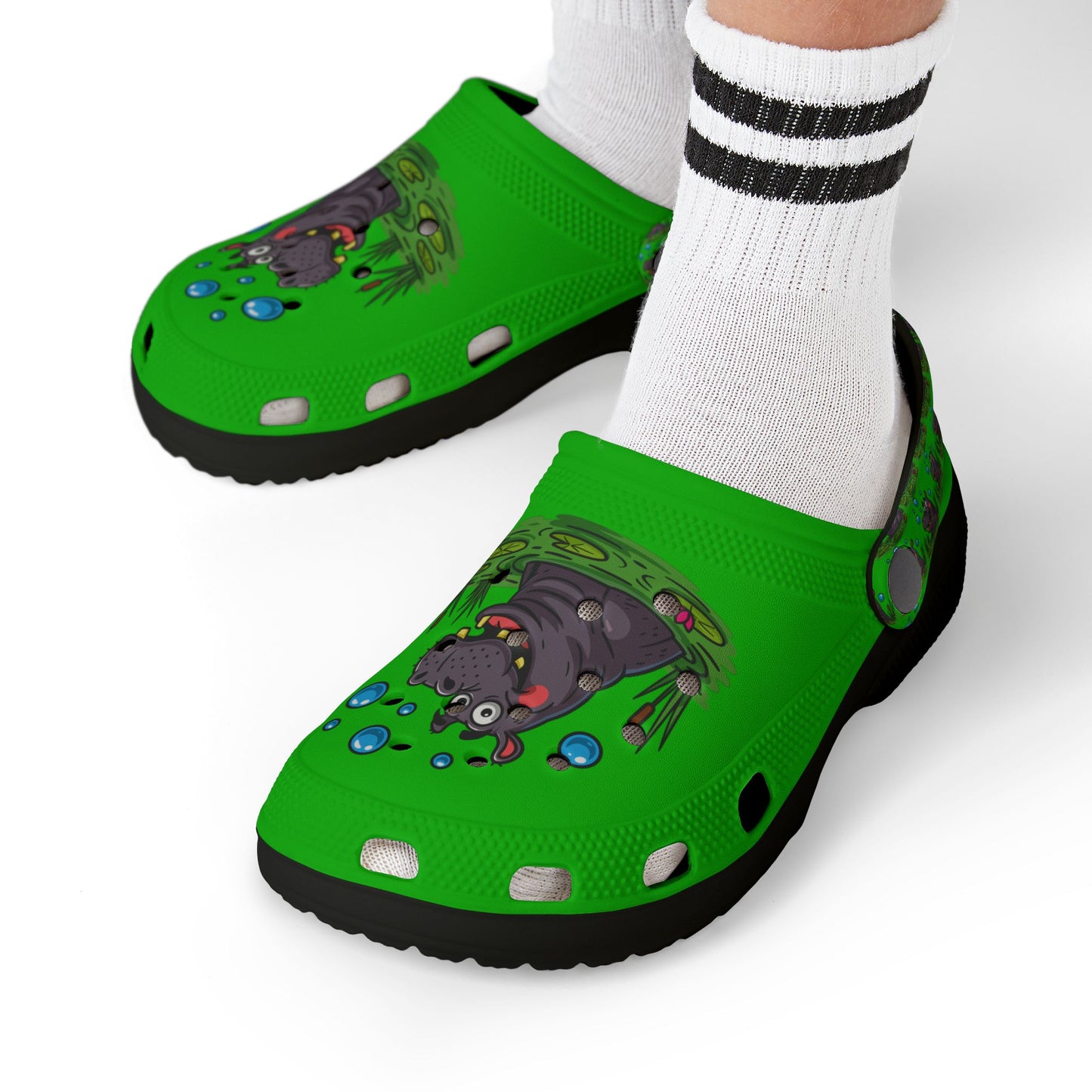 Hippo-Themed Kid's EVA Foam Clogs - Fun Waterproof Slip-Ons for Playtime, Summer, Gifts, Birthdays, Beach