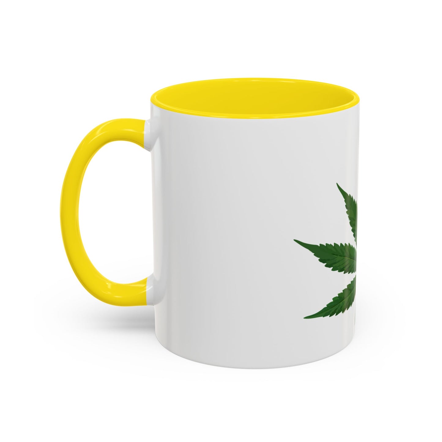 Marijuana Leaf Accent Coffee Mug | Cannabis Lover's Gift, Unique Coffee Cup, Pothead Mug, Stoner Gift Idea, Greenery Decor