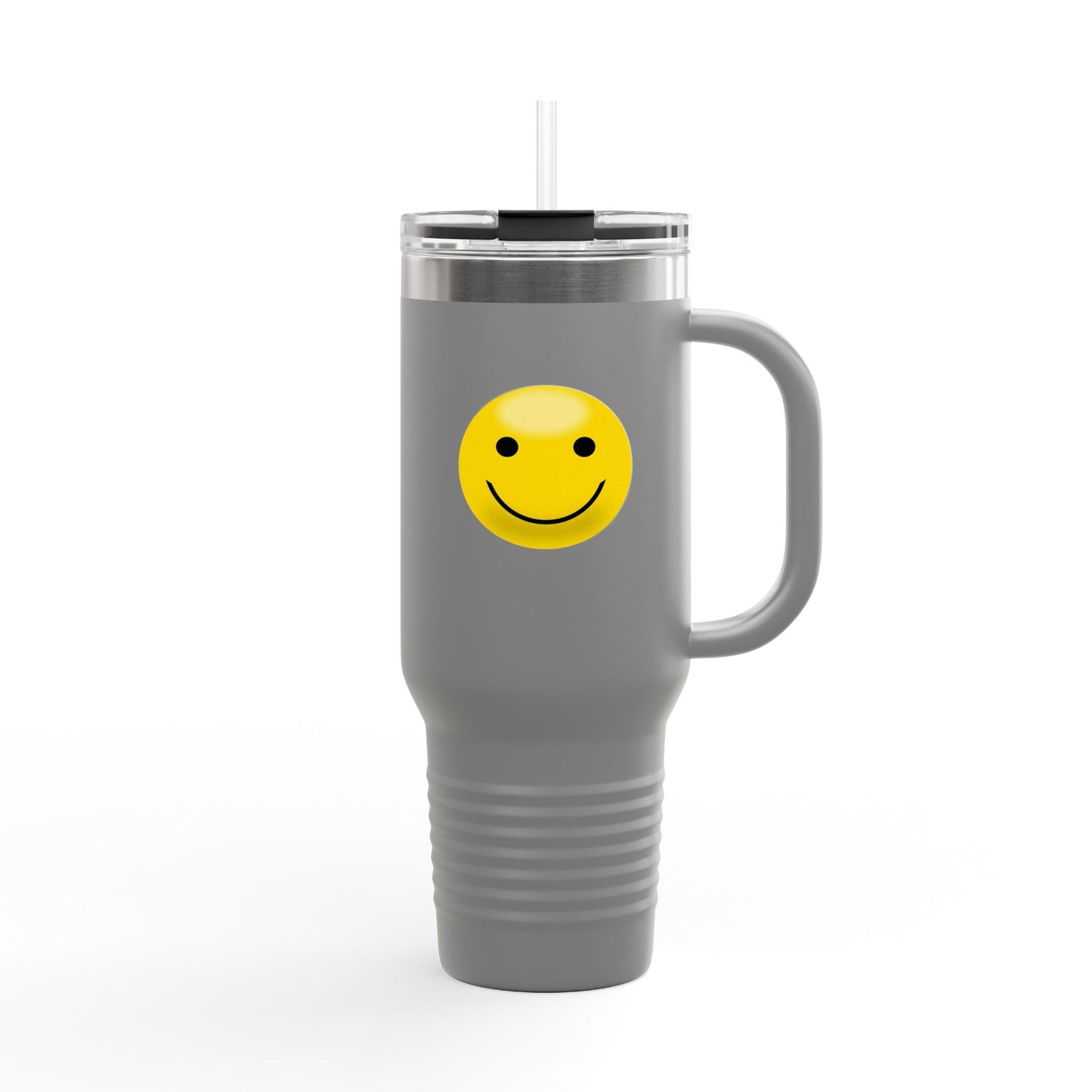Smiley Face Insulated Travel Mug | 40oz Large Cup for Hot/Cold Beverages | Perfect for Travel & Gifting