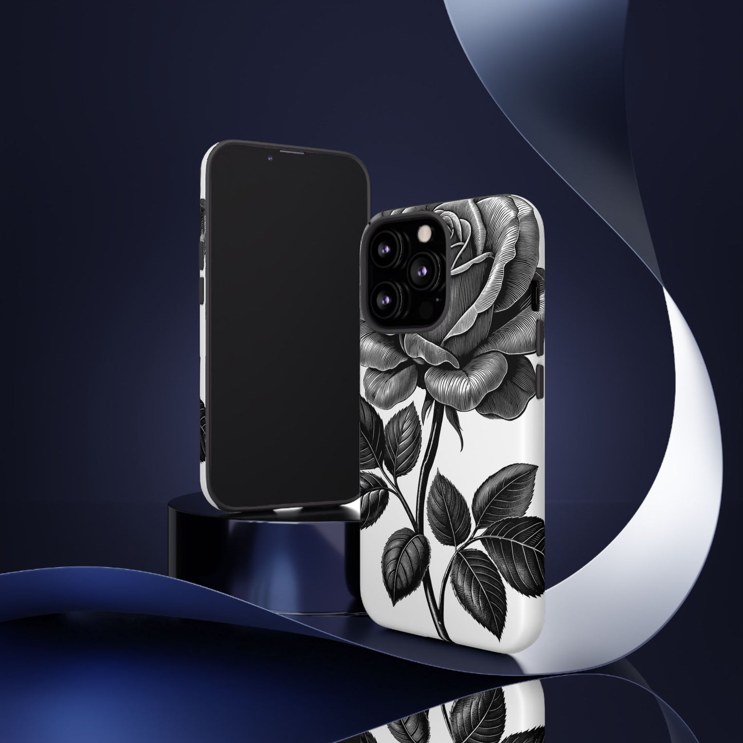 Elegant Floral Phone Case - Tough Cases, Black Rose Design, Floral Phone Cover, Stylish Phone Accessory, Gift for Her, Mother's Day