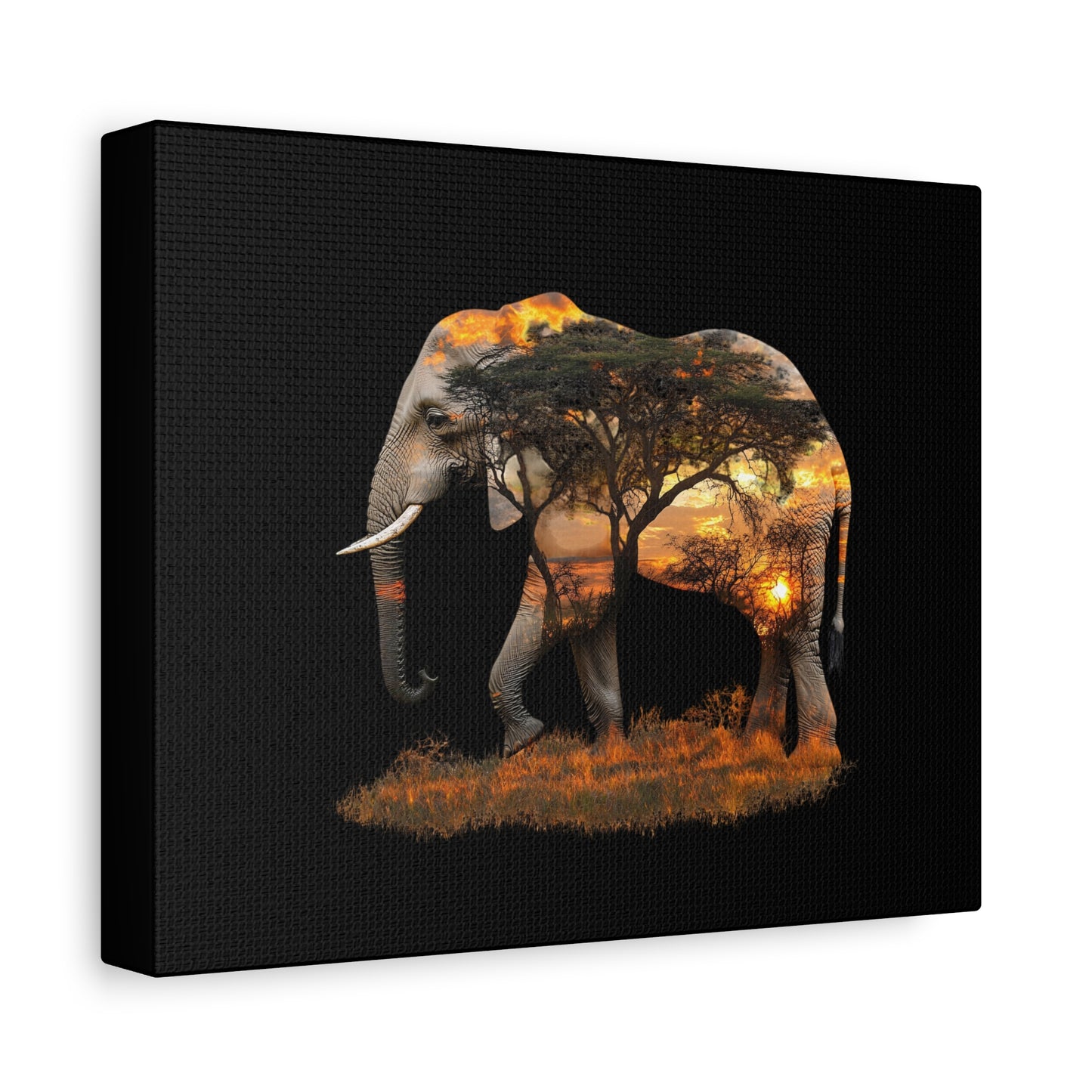 Elephant Tree Matte Canvas Art, Nature Wall Decor, Wildlife Home Decoration, Gift for Animal Lovers, Boho Living Room Accent