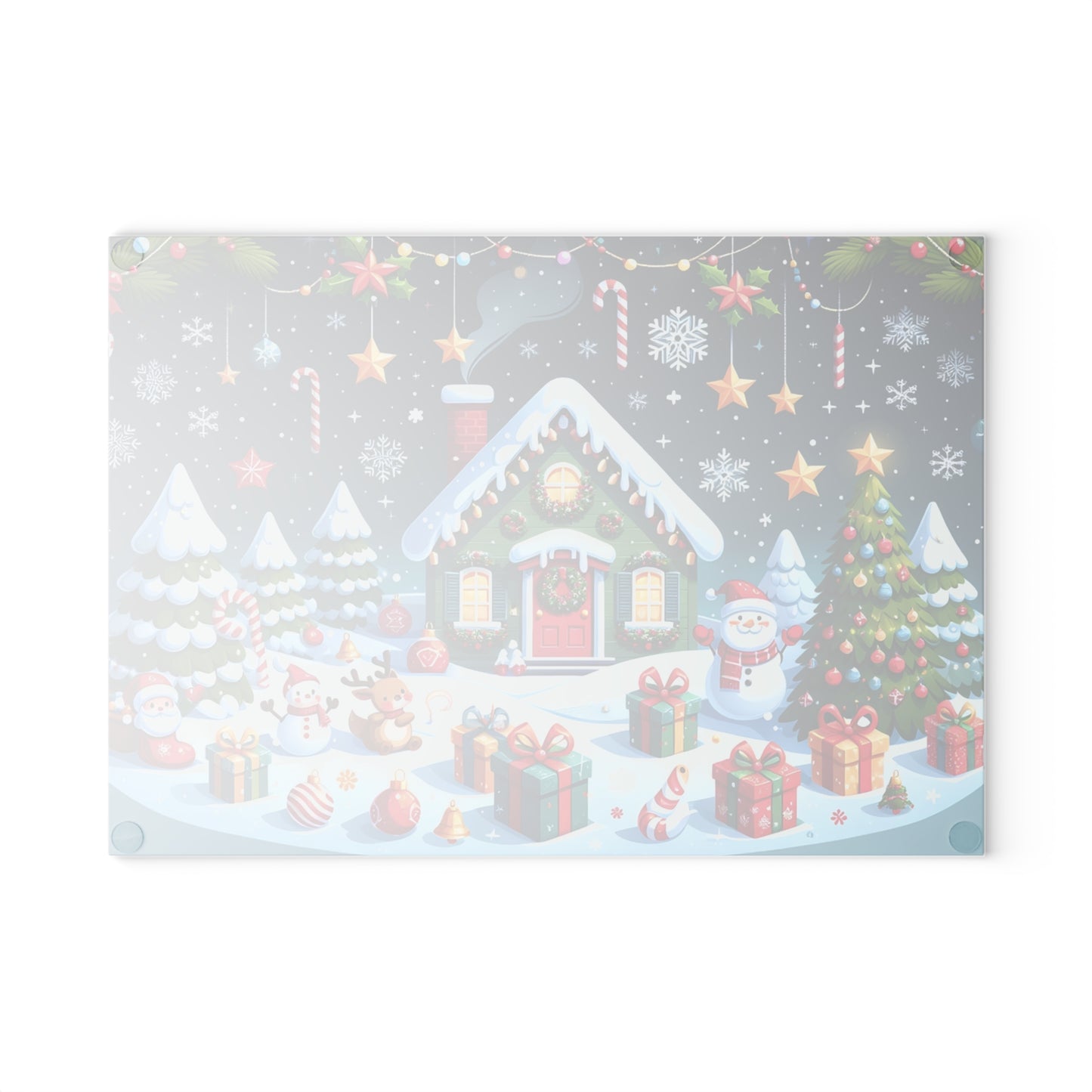 Festive Glass Cutting Board - Christmas Kitchen Decor, Holiday Gifts, Unique Home Accents, Seasonal Cooking