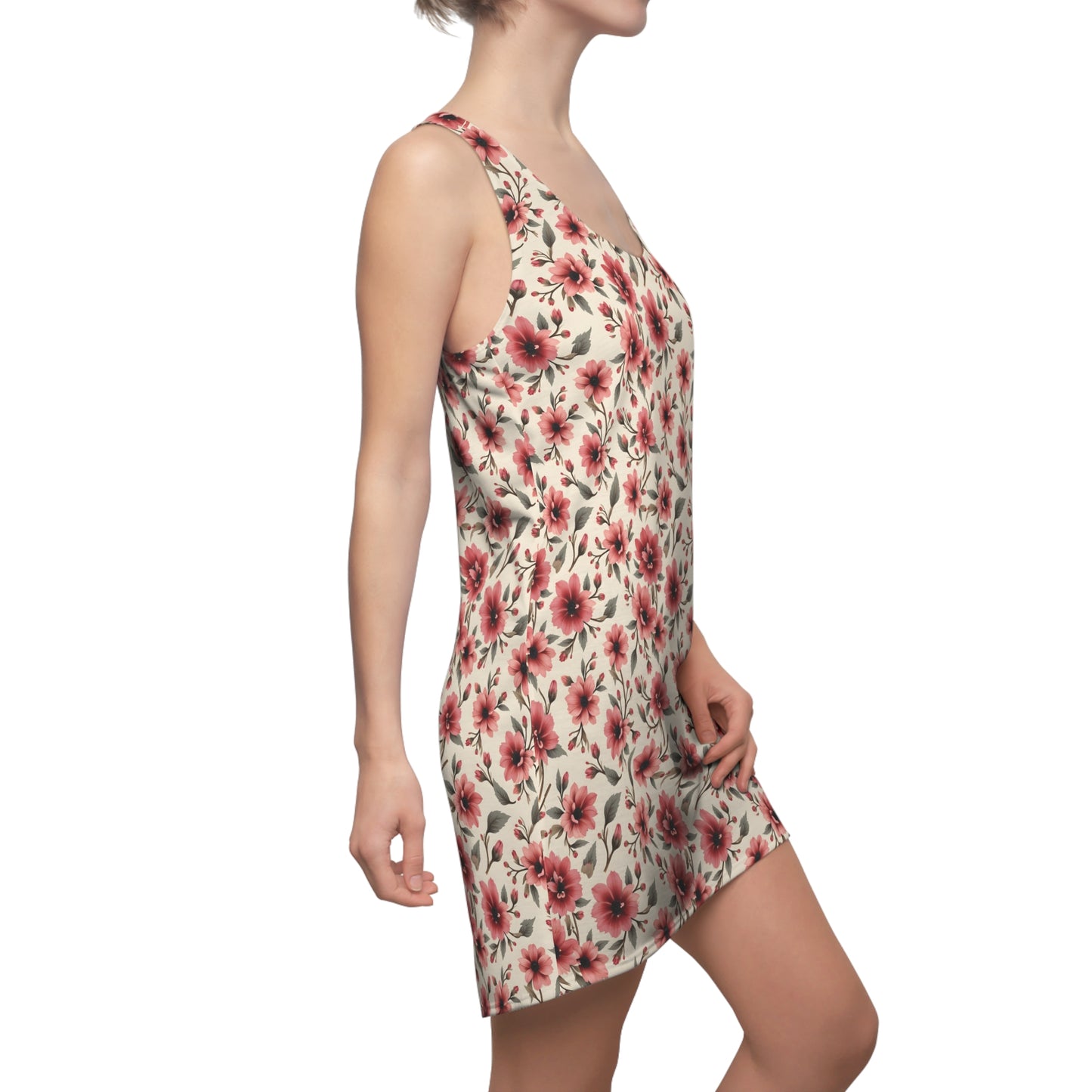 Floral Racerback Dress, Summer Dress, Beachwear, Vacation Outfit, Floral Print Dress, Casual Sundress
