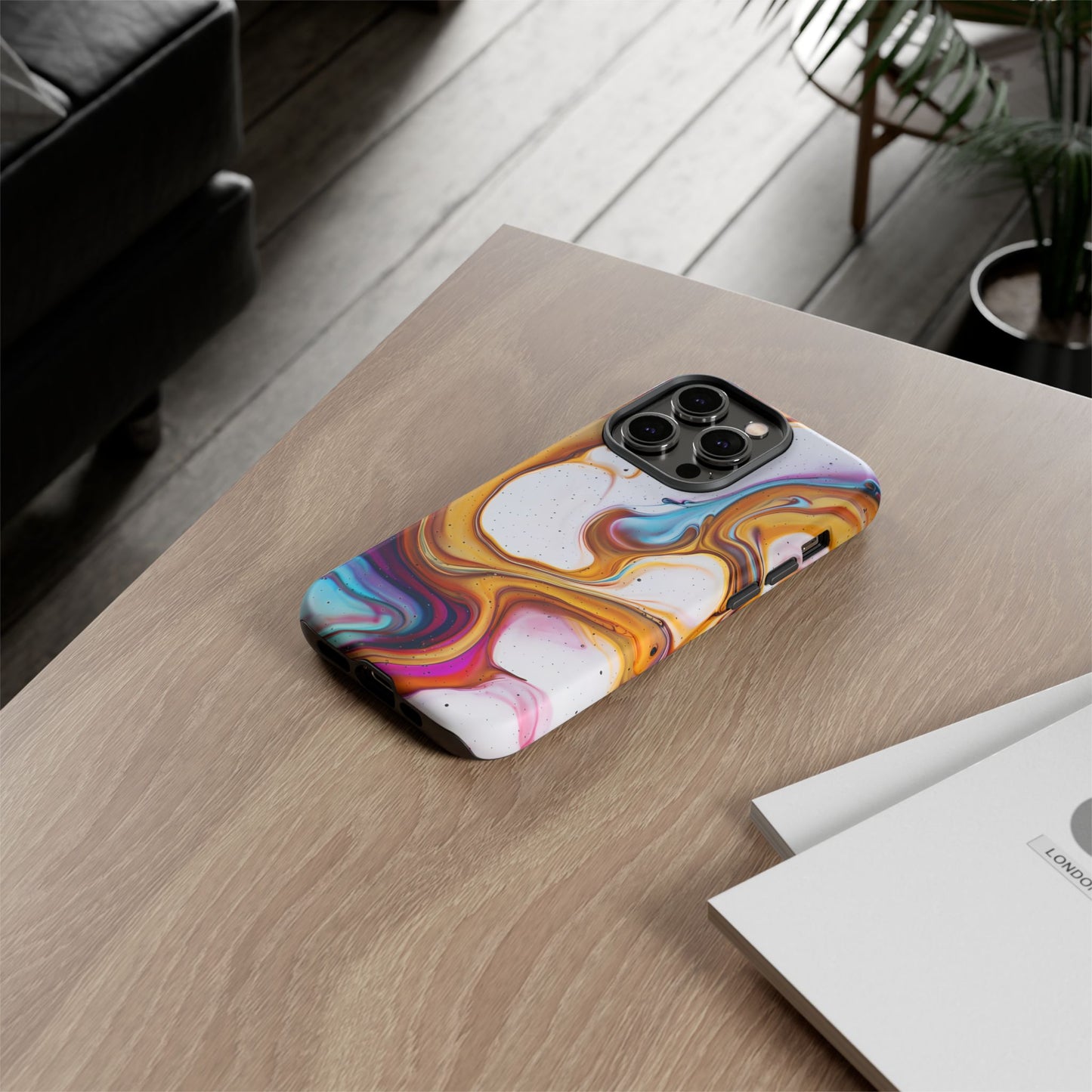 Artistic Phone Case, Tough Cases with Colorful Marble Design