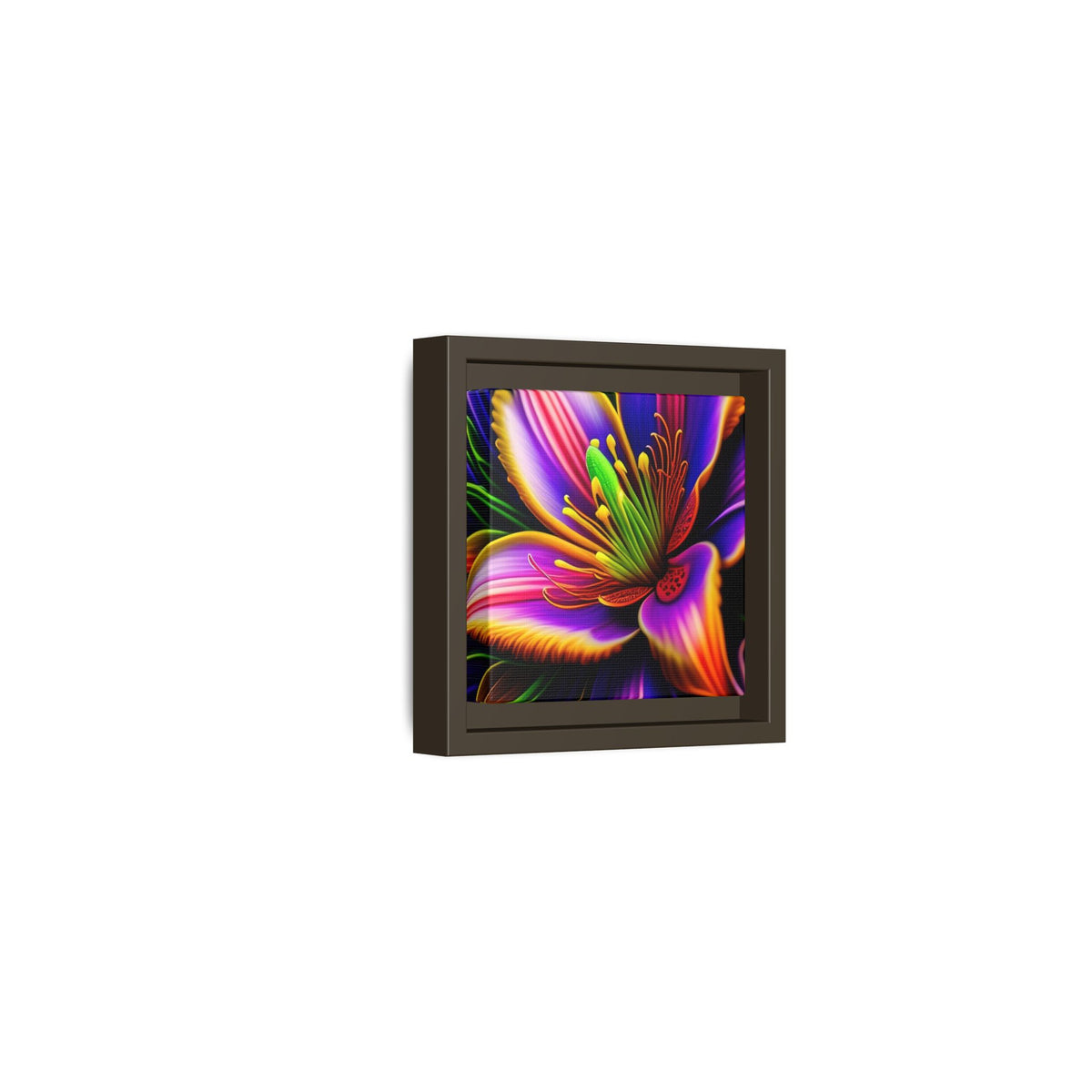 Vibrant Neon Floral Matte Canvas Print — Framed Wall Art