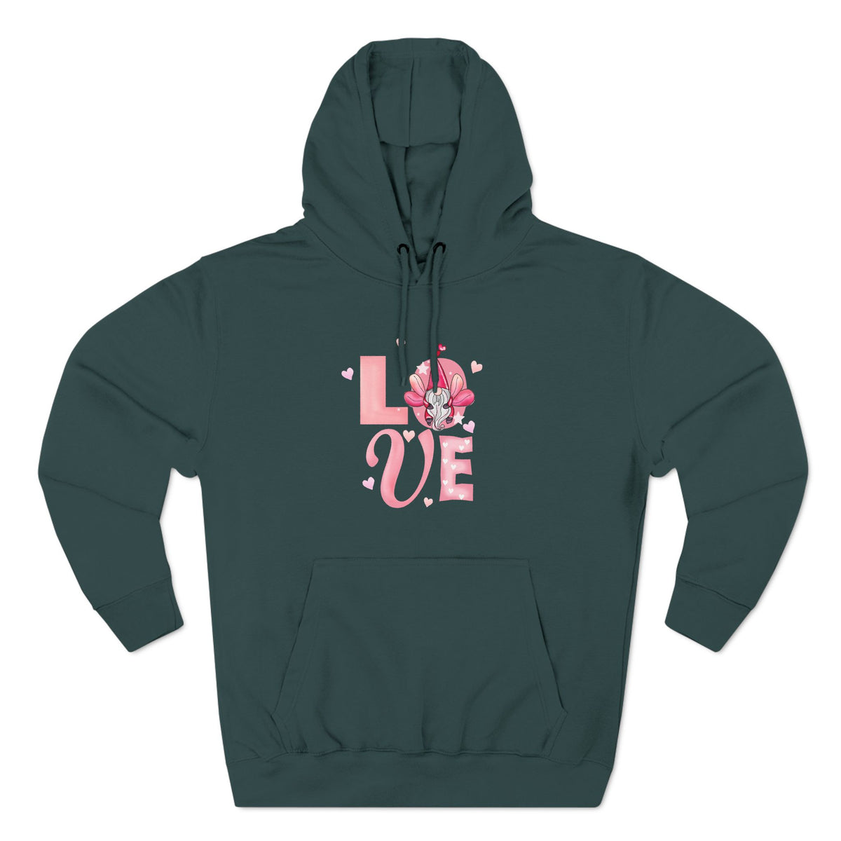 Love Blossom Hoodie — Pink Floral "LOVE" Graphic Fleece Hoodie