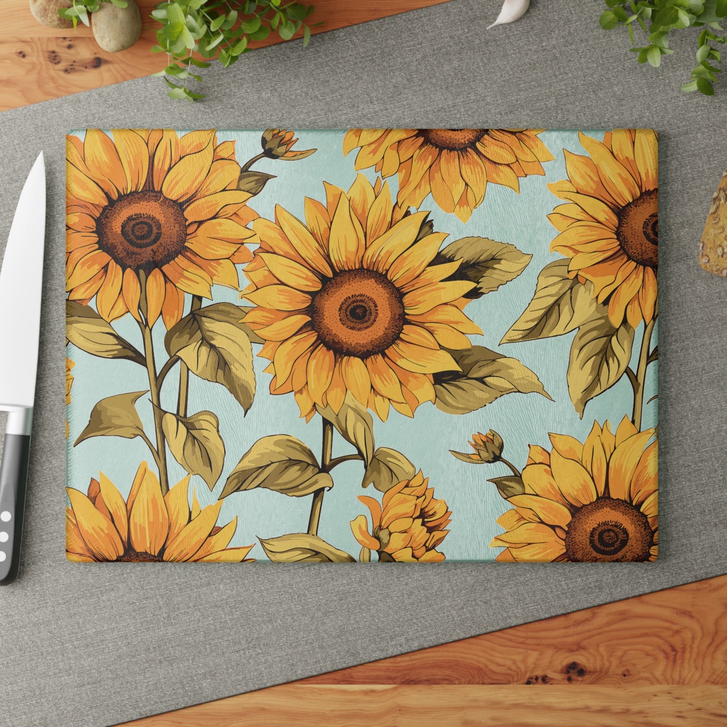 Sunflower Glass Cutting Board Kitchen Decor,