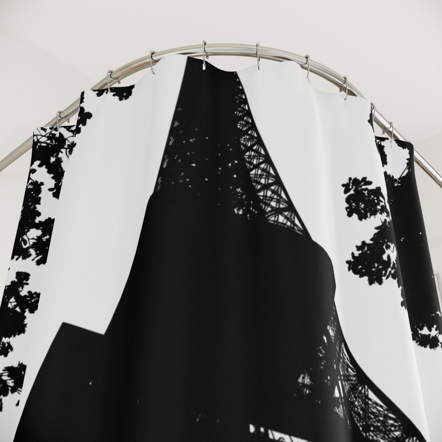 Elegant Eiffel Tower Shower Curtain, Paris Decor, Modern Bathroom Accessory, Home Gift, Travel Enthusiast Decor, Black and White Art