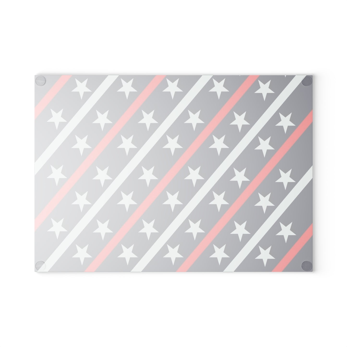 Patriotic Glass Cutting Board | Kitchen Decor, Gift for Home Chefs, Red White Blue Star Design, 4th of July, BBQ Essentials