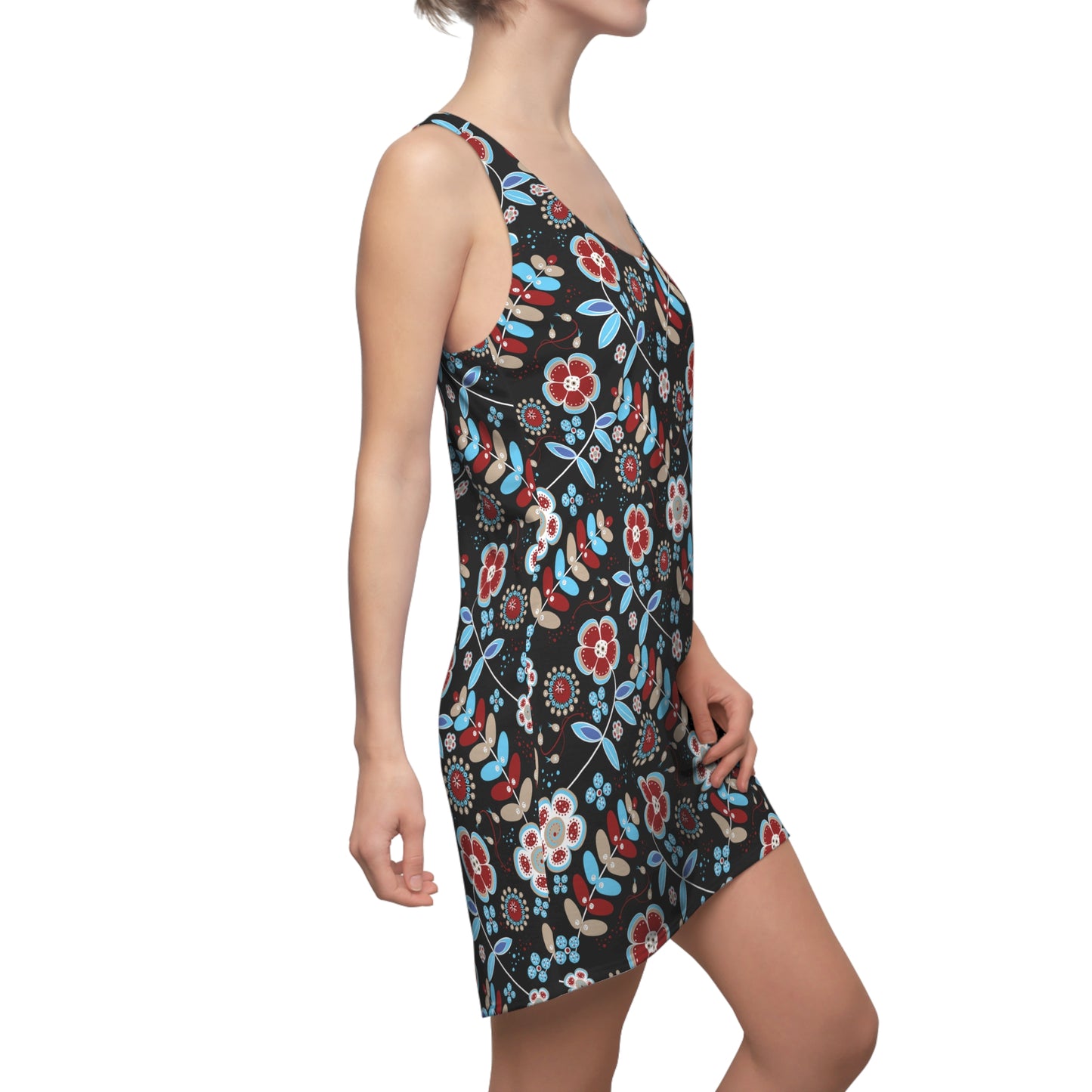 Floral Racerback Dress, Summer Dress, Vacation Outfit, Casual Wear, Gift for Her, Beach Dress
