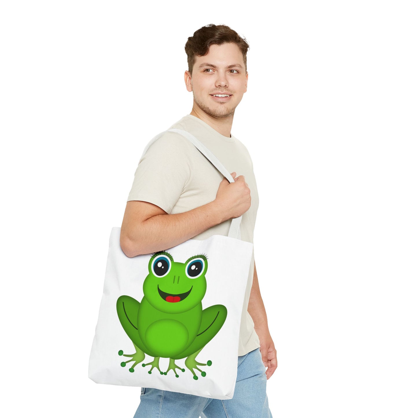 Cute Frog Tote Bag, Eco-Friendly Shopping Bag, Fun Gift for Kids, Frog Lovers, Bag for Nature Outings, Unique Frog Design