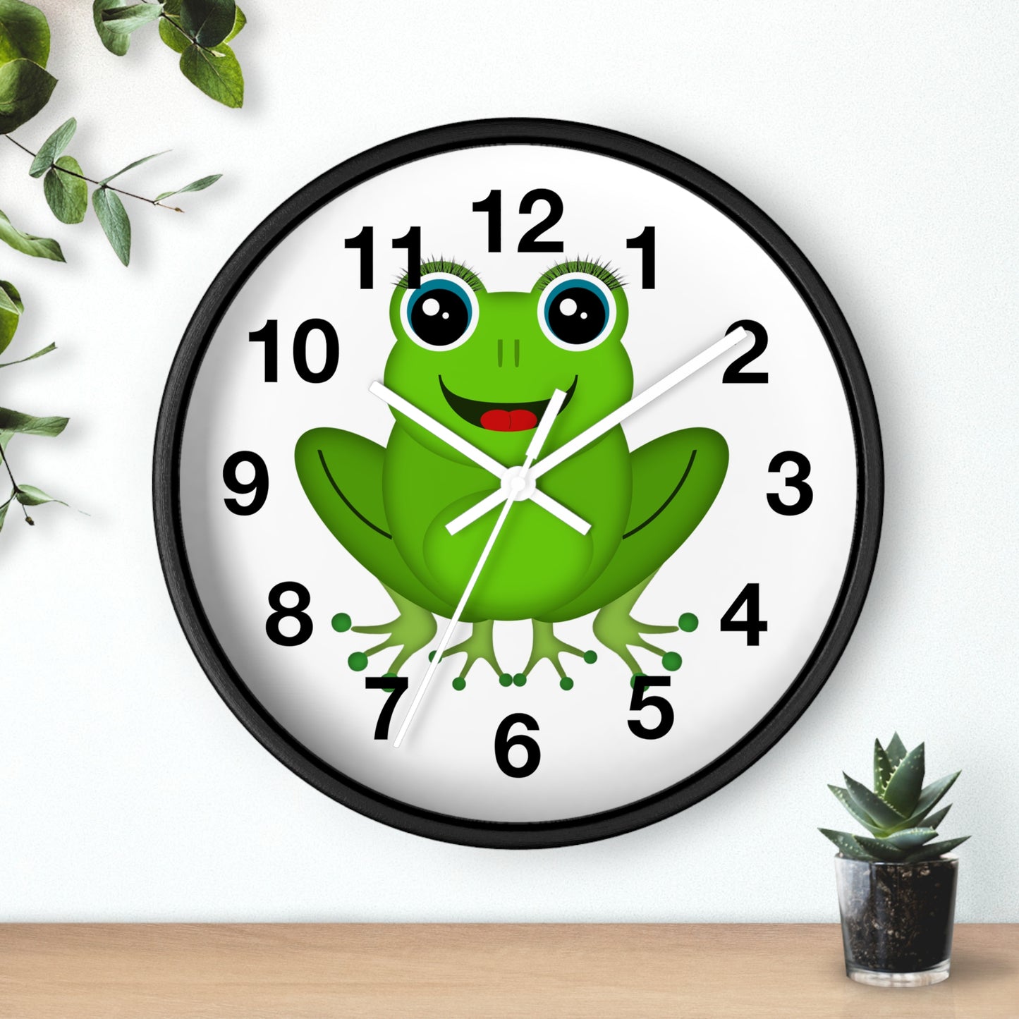 Frog Wall Clock - Whimsical Green Frog Design, Cute Home Decor, Kids Room, Animal Lover Gift, Fun Timepiece