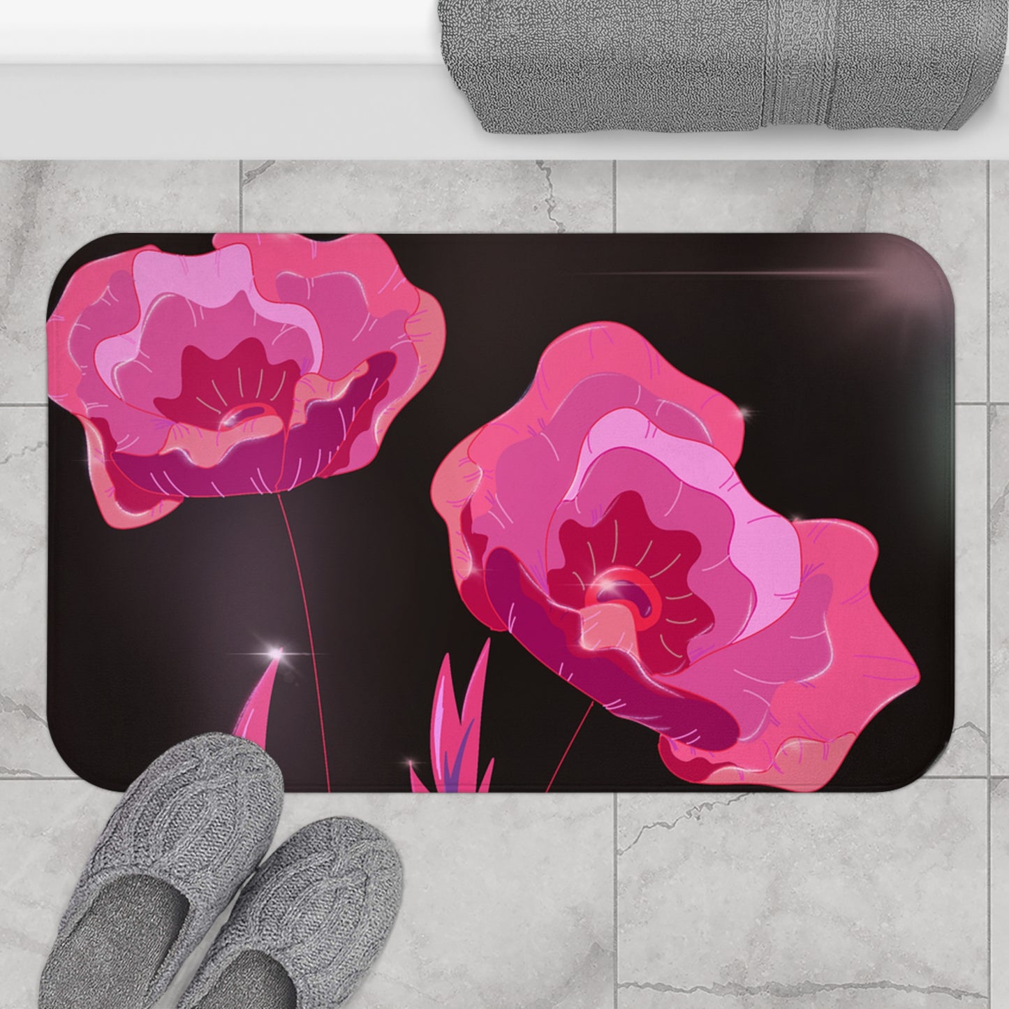 Floral Bliss Bath Mat, Elegant Bathroom Decor, Flower Design Rug, Home Comfort Accessory, Perfect for Gifts & Special Occasions