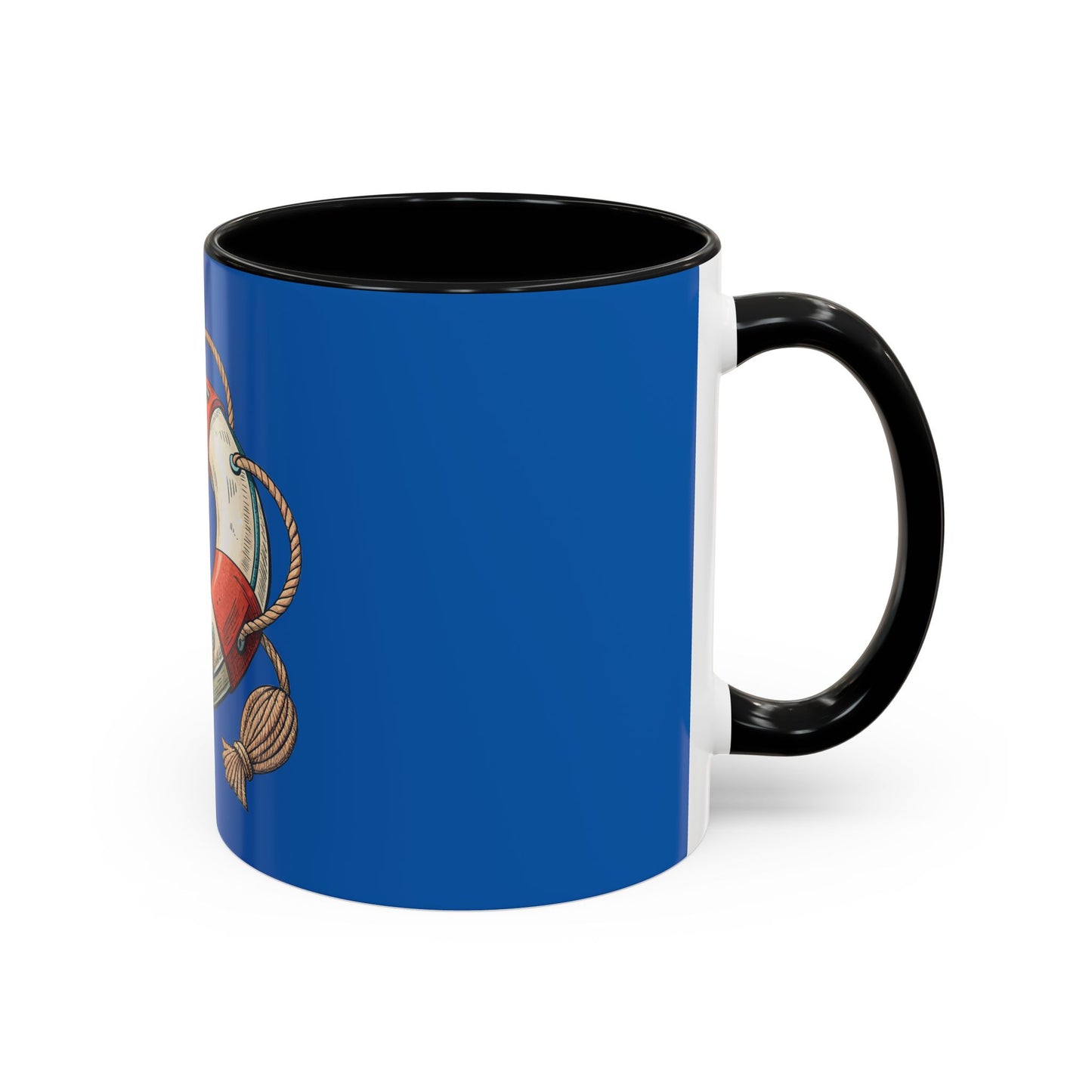 Lifesaver Accent Coffee Mug - Nautical Gift, Beach Decor, Sailor's Coffee Cup, Ocean Lover Mug, Summer Vibes