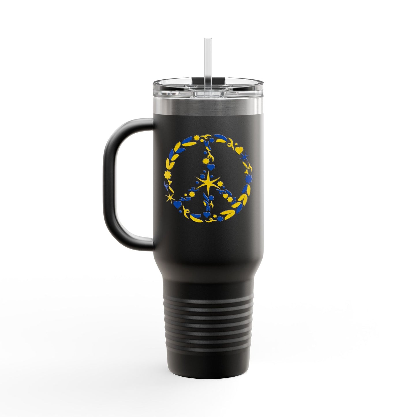 Peaceful Floral Insulated Travel Mug, 40oz | Eco-Friendly Cup for Travel, Outdoor Adventures, Gifts, Coffee Enthusiasts