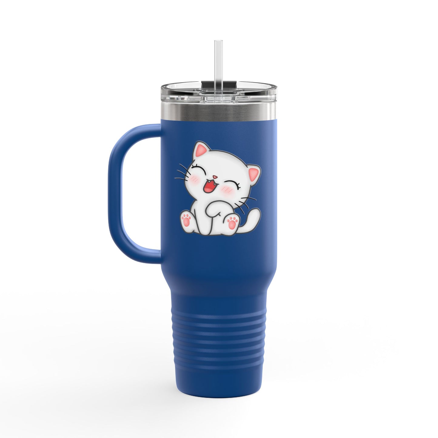 Cute Cat Insulated Travel Mug, 40oz | Funny Coffee Mug for Cat Lovers, Animal Lover Gift, Travel Tumbler, Pet Themed Drinkware