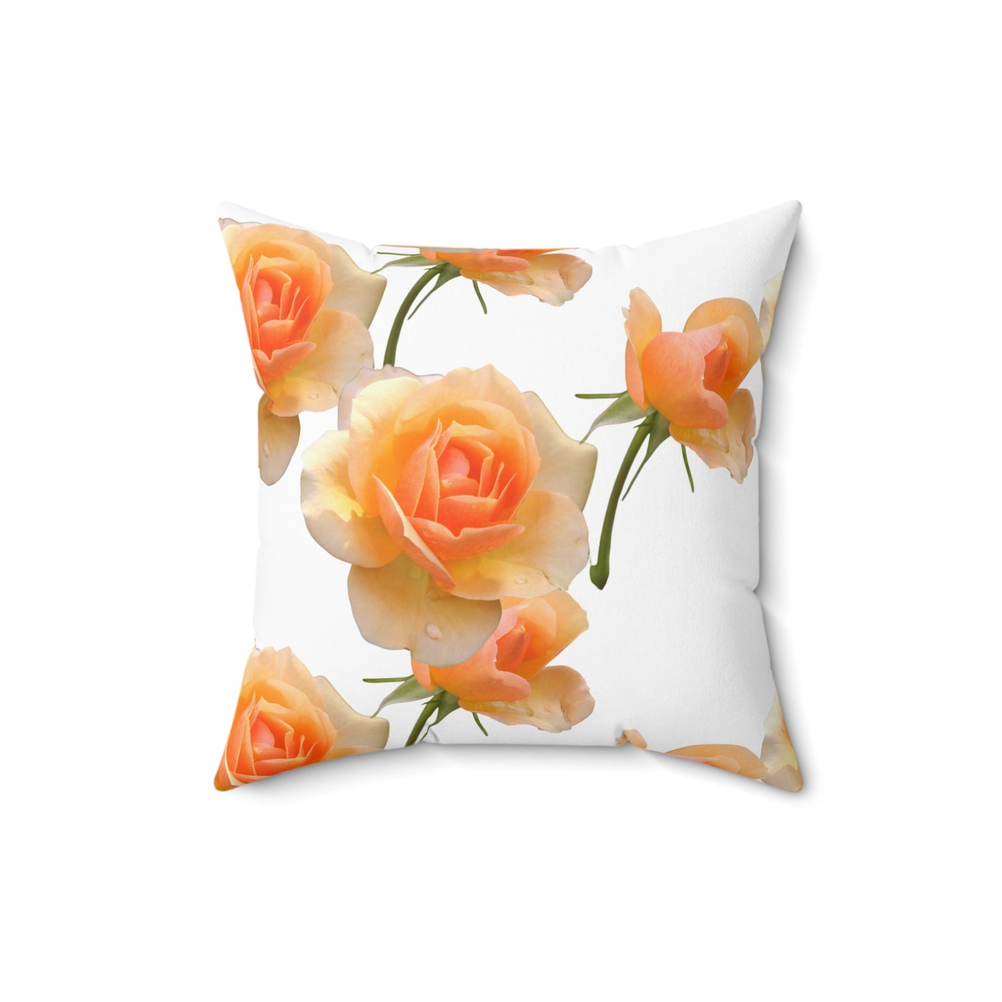 Floral Square Pillow with Peach Roses